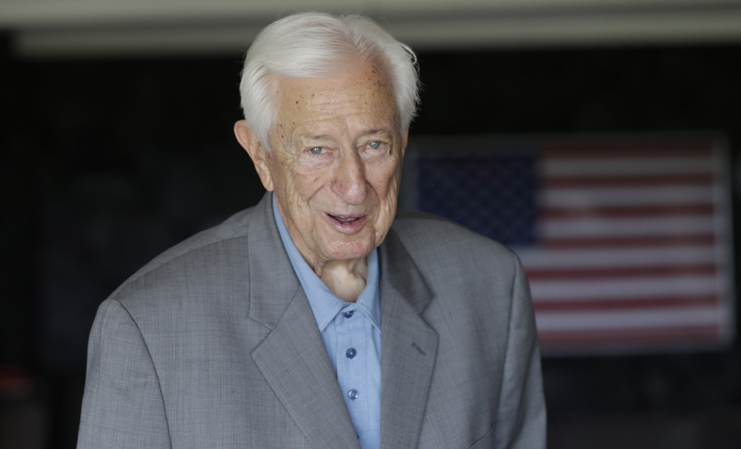 Congressman Ralph Hall smiles during a tour of his home in Rockwall, Tx, May 27, 2014.