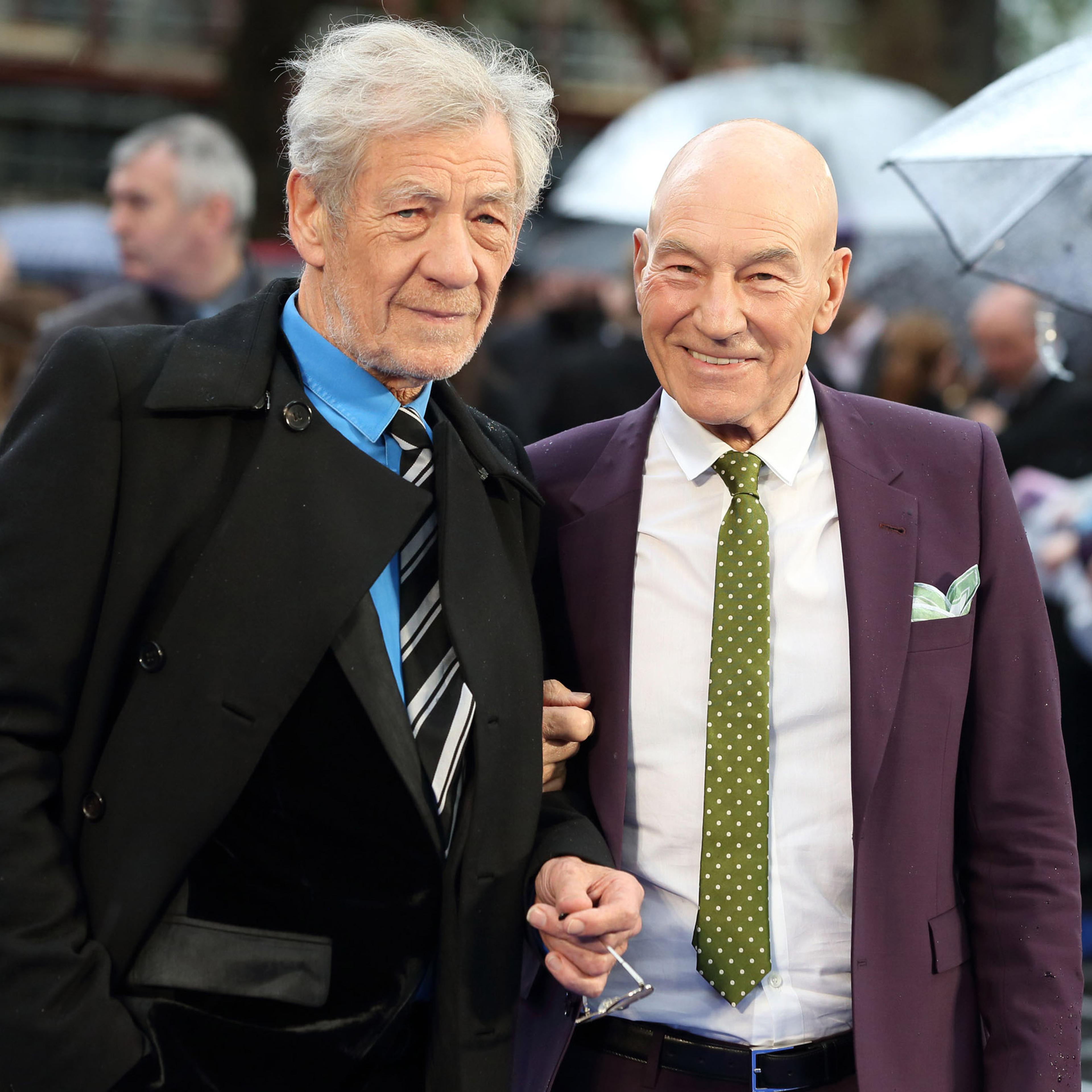 LONDON, ENGLAND - MAY 12: Sir Ian McKellen and Patrick Stewart attend the UK Premiere of "X-Men: Days of Future Past" at Odeon Leicester Square on May 12, 2014 in London, England. (Photo by Mike Marsland/WireImage)