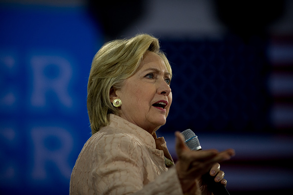 Democratic presidential candidate Hillary Clinton speaks to supporters at a rally at John Marshall High School on August 17, 2016 in Cleveland, Ohio.