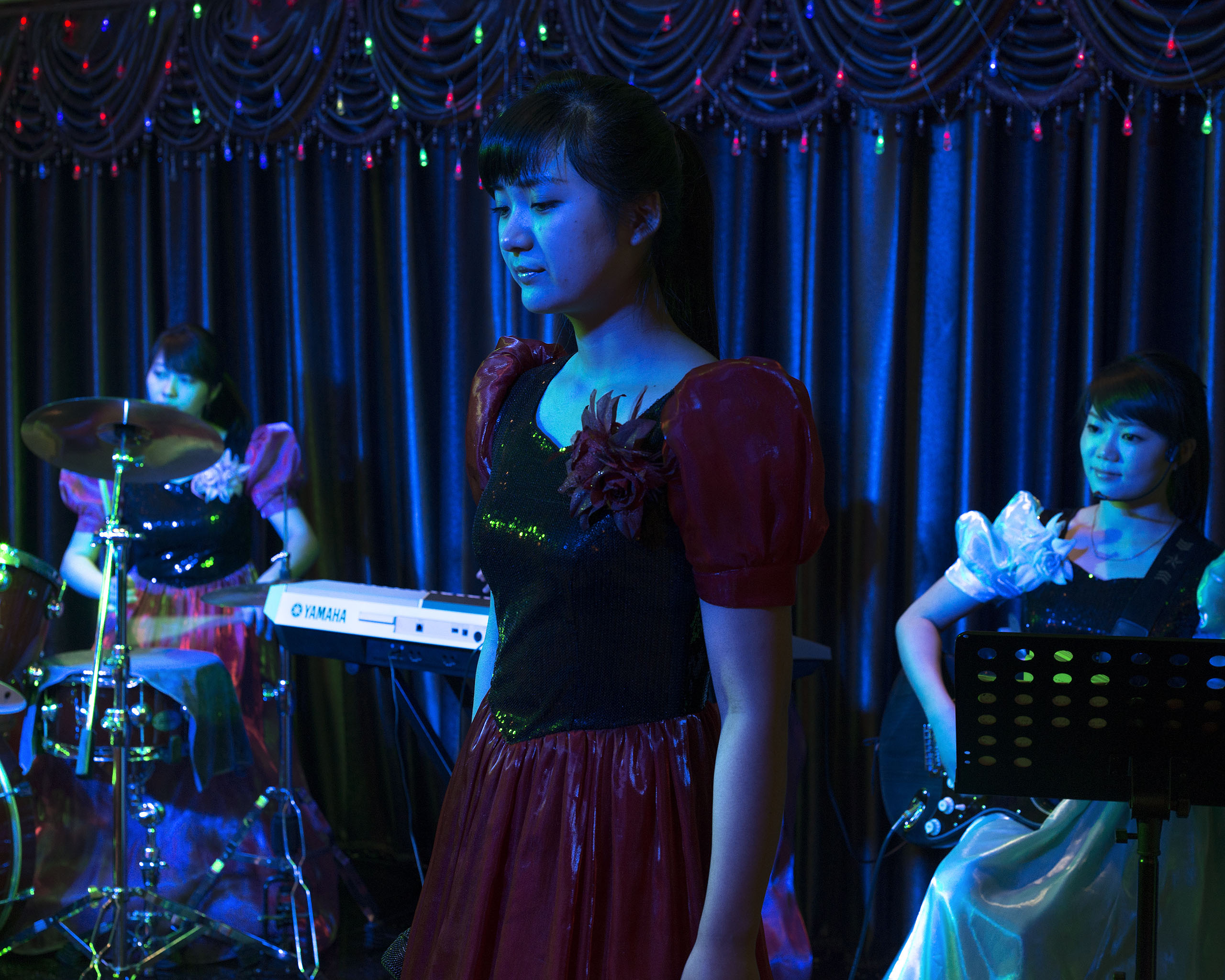 A North Korean performer at a traditional musical show in a North Korean restaurant near Tumen, China.