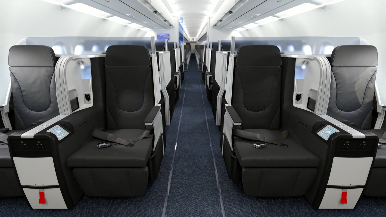 Mint front row, JetBlue airplane