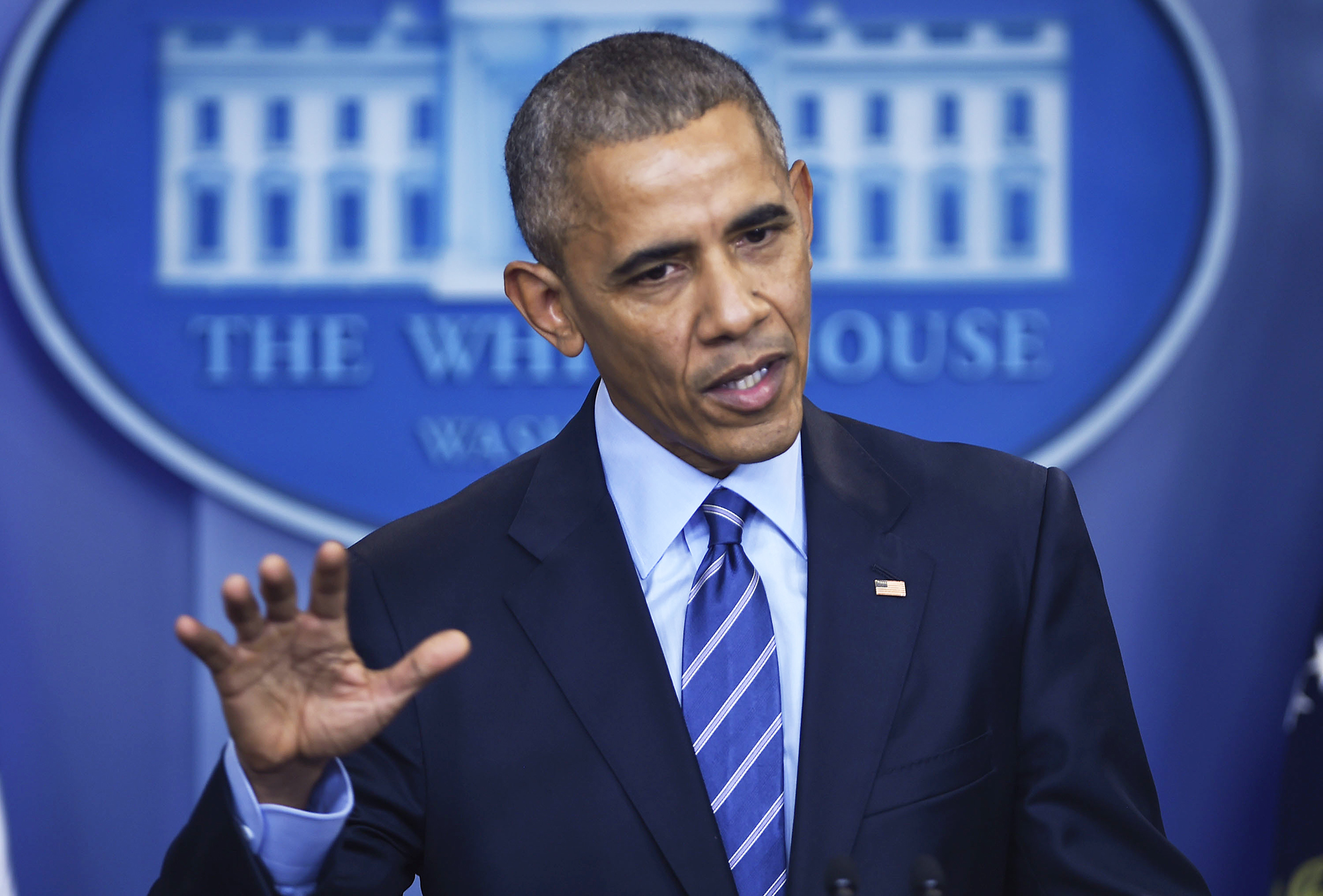 President Barack Obama delivers remarks during as press conference in the Brady Press Briefing Room in Washington, D.C., on Dec. 16, 2016.