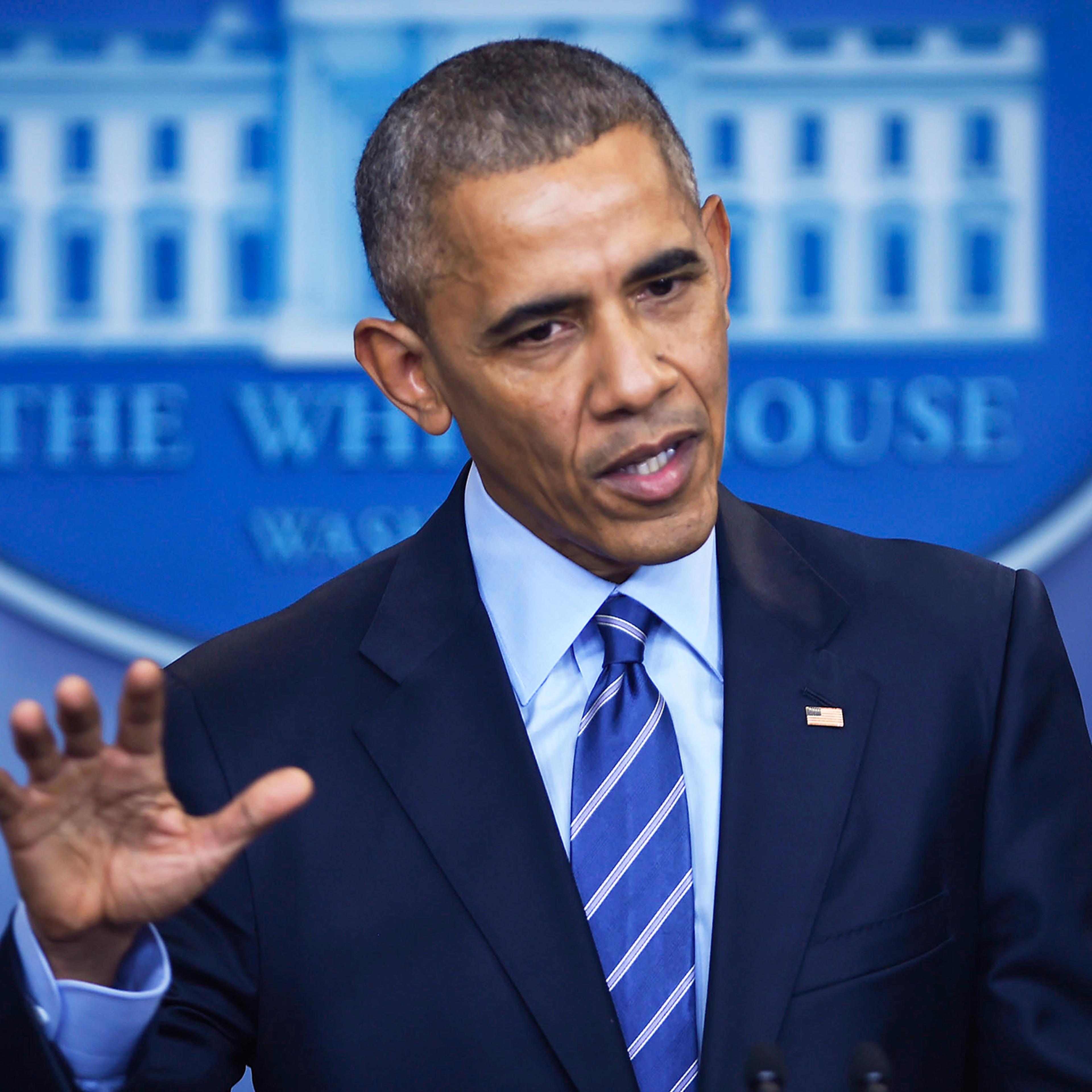 President Barack Obama delivers remarks during as press conference in the Brady Press Briefing Room in Washington, D.C., on Dec. 16, 2016.