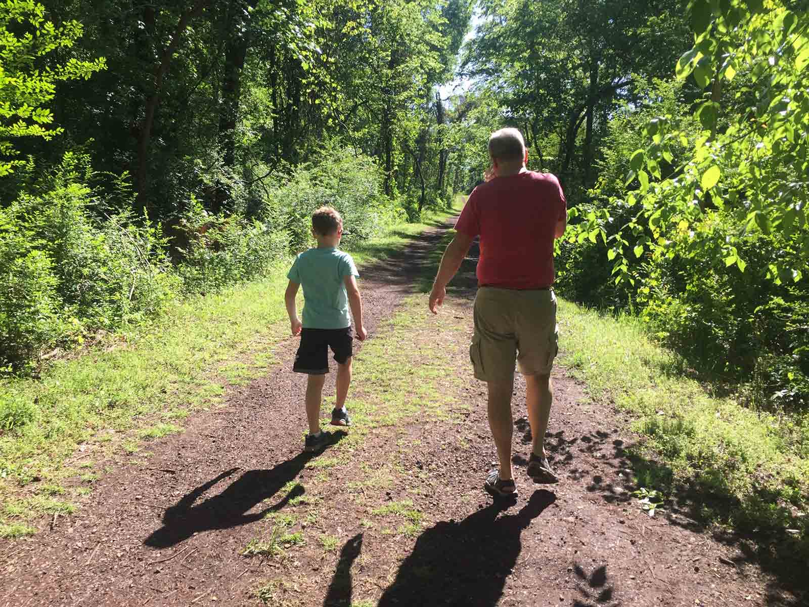 The author’s son and husband on a hike on April 11