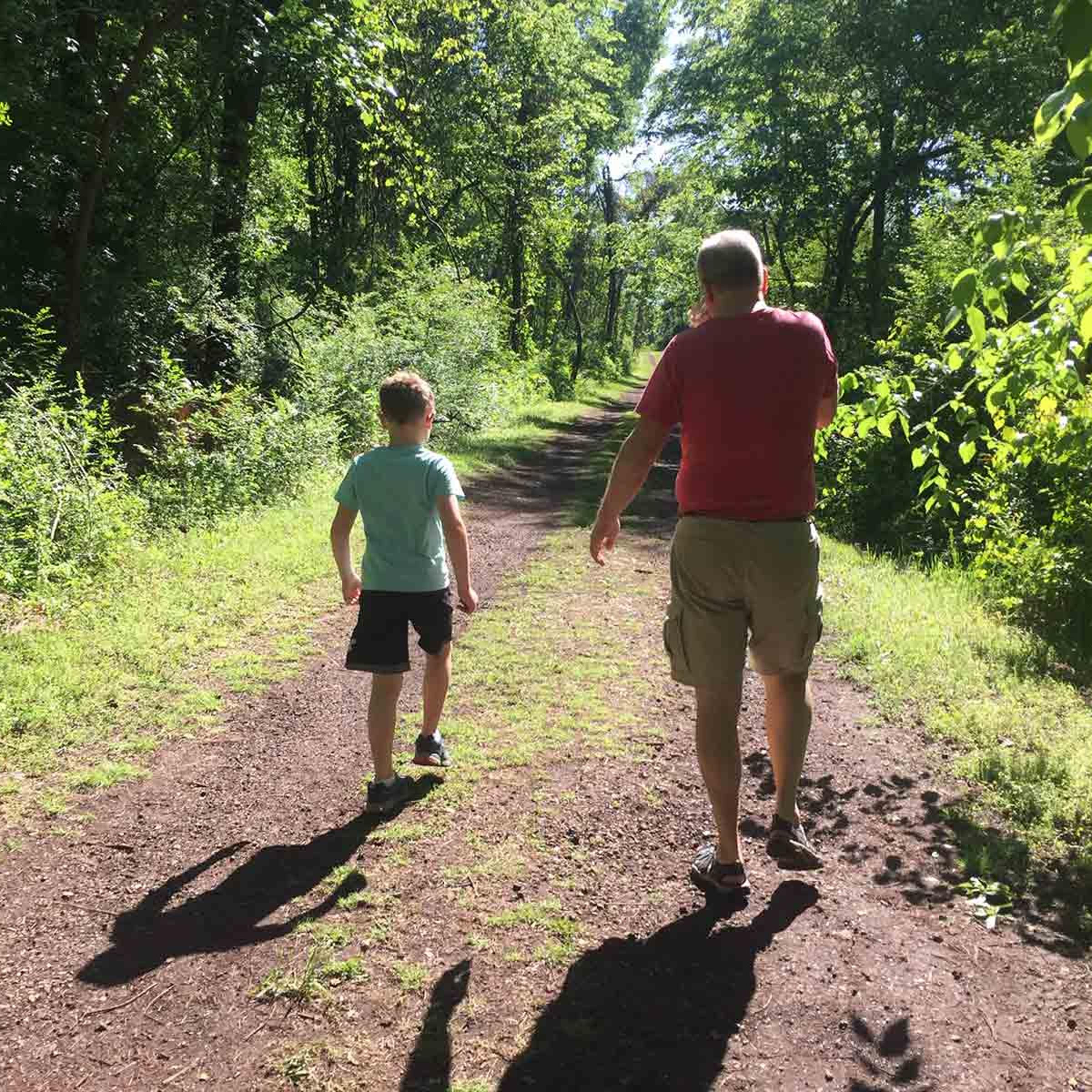 The author’s son and husband on a hike on April 11