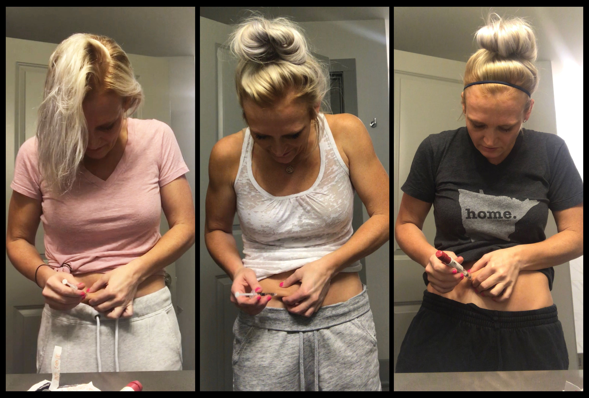 Amanda Johnson, 34, takes photos of herself injecting hormones into her body to trigger ovulation