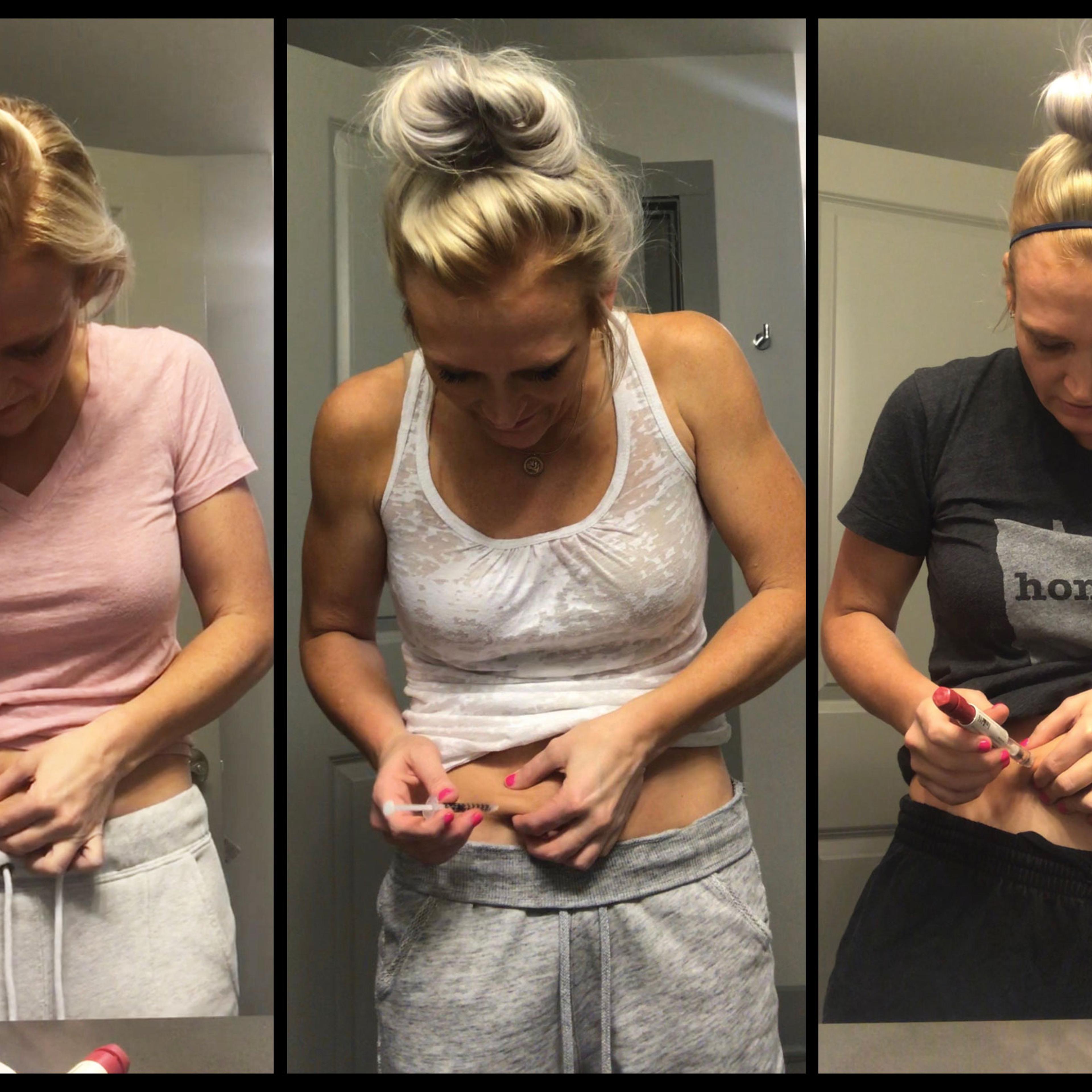 Amanda Johnson, 34, takes photos of herself injecting hormones into her body to trigger ovulation