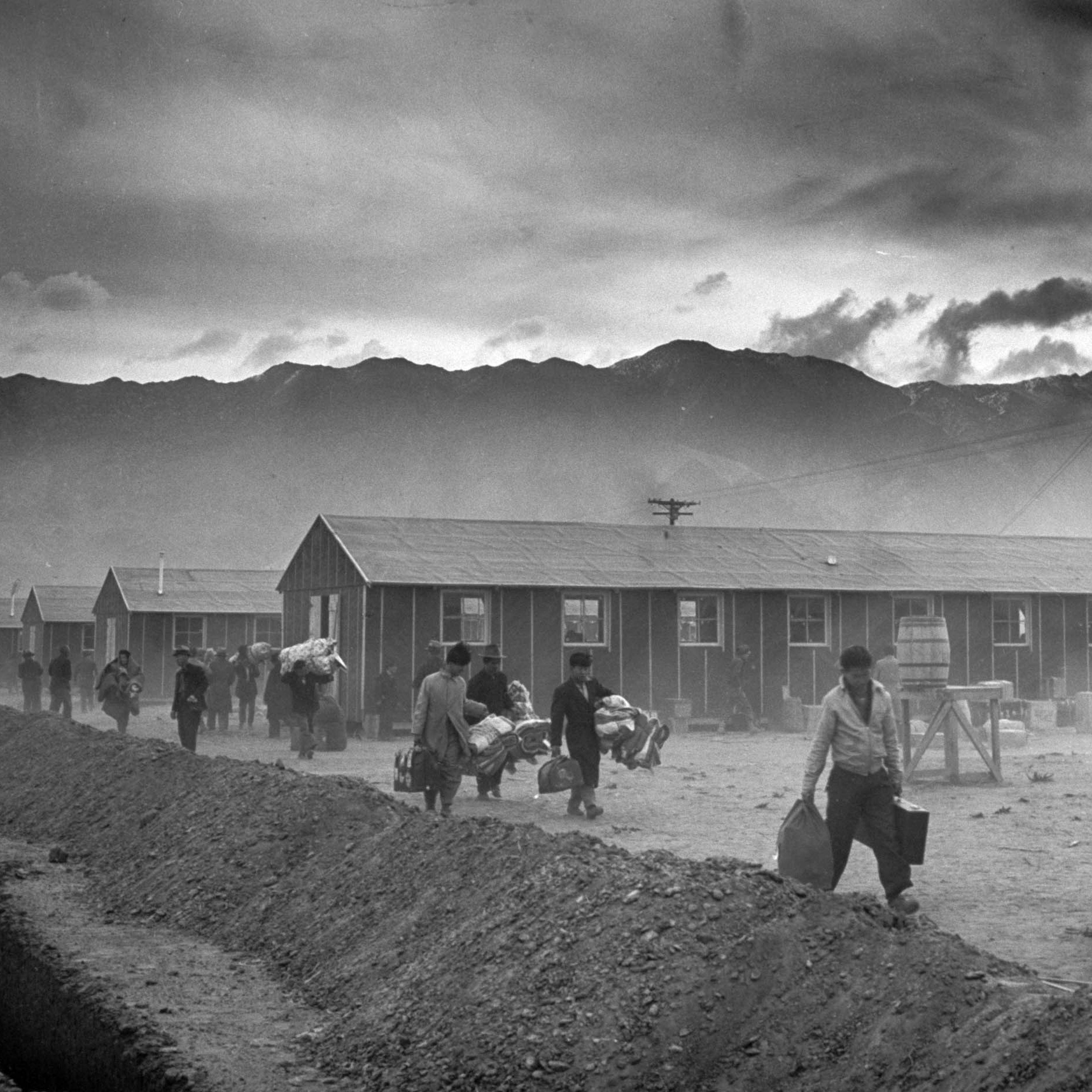 On March 21, 1942, the first 82 Japanese-American internees arrive at Manzanar, the first of the internment camps to open, in California's Owens Valley. It will ultimately hold more than 10,000.
