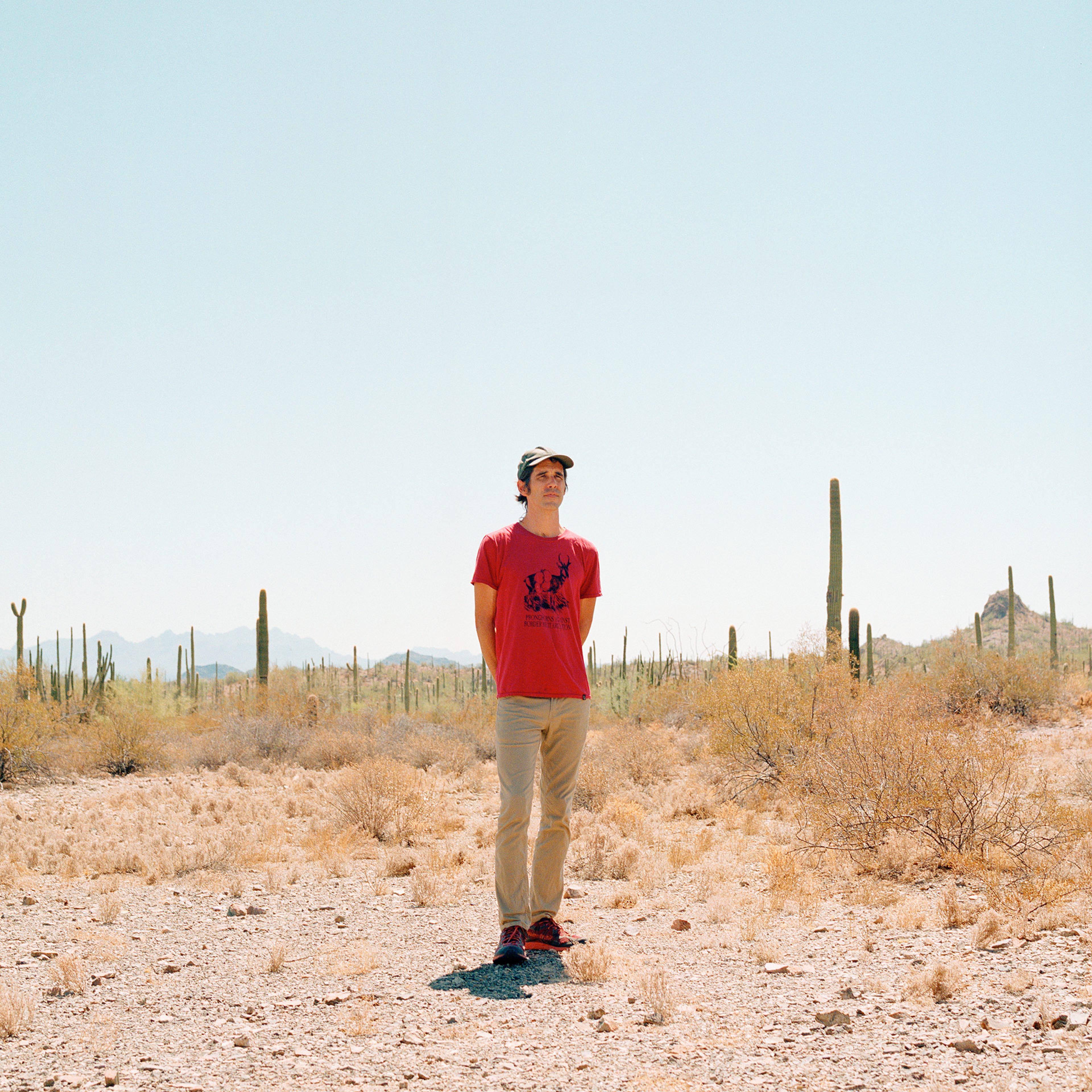 Scott Warren in the desert on the outskirts of Ajo, Ariz., on Sept 17.