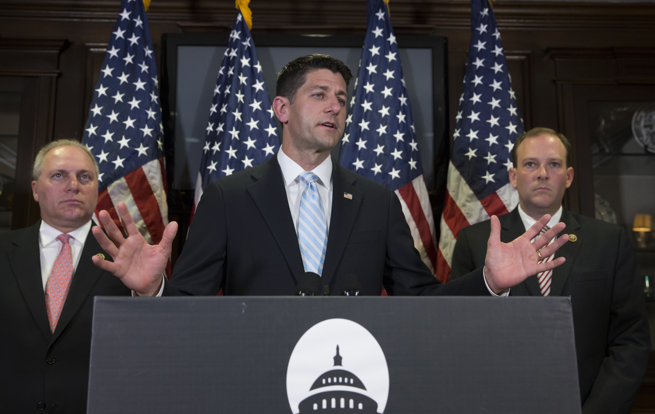 House Speaker Paul Ryan of Wis. tells reporters it looks like Hillary Clinton got preferential treatment from the FBI in its investigation of the former secretary of state's use of a private email server for government business, during a news conference 