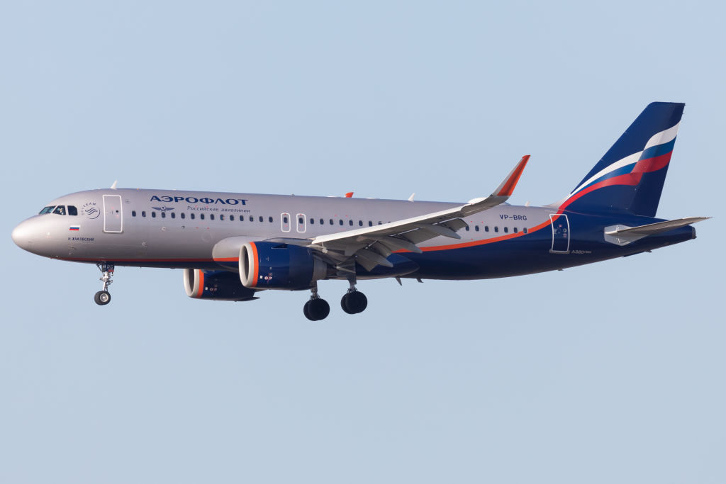 Aeroflot Airbus Lands In Frankfurt, Germany