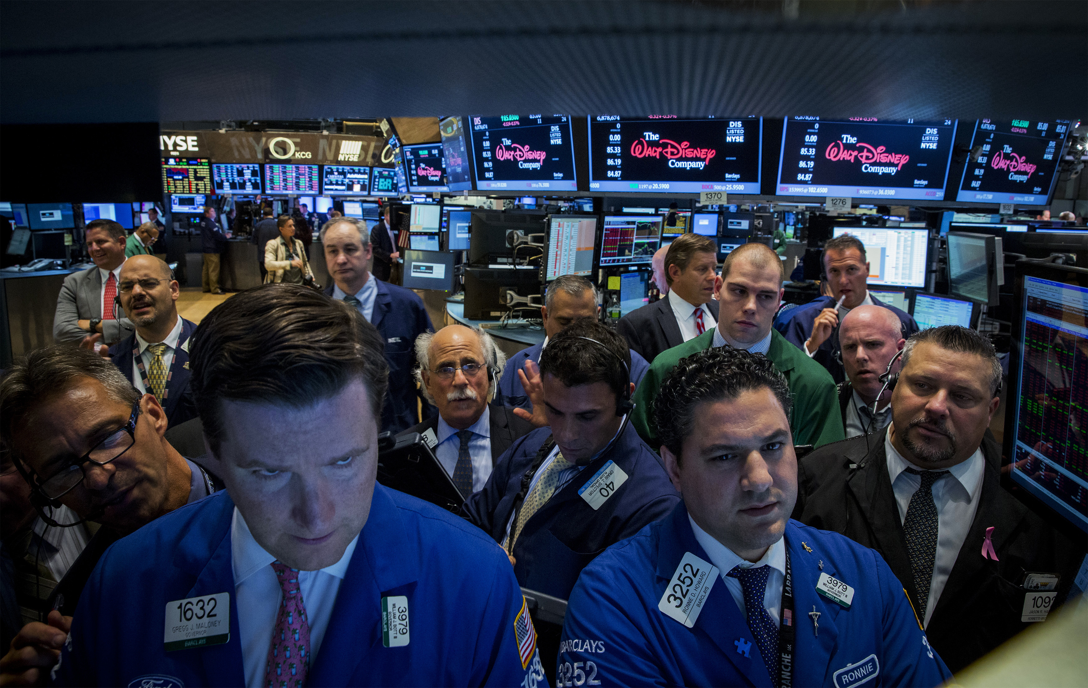 Traders work on the floor of the New York Stock Exchange