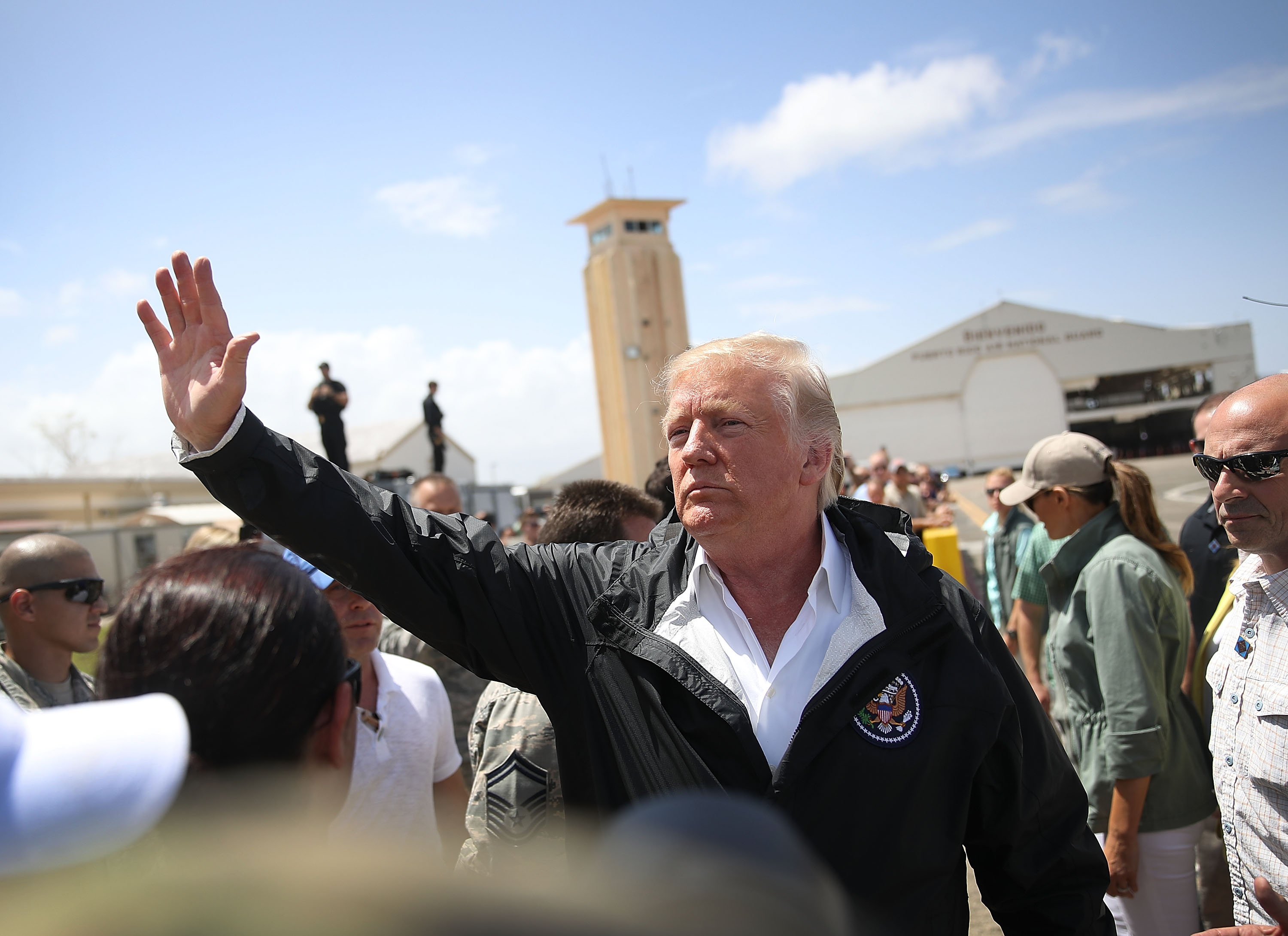 President Trump Arrives In Puerto Rico In Aftermath Of Hurricane Maria Devastating The Island