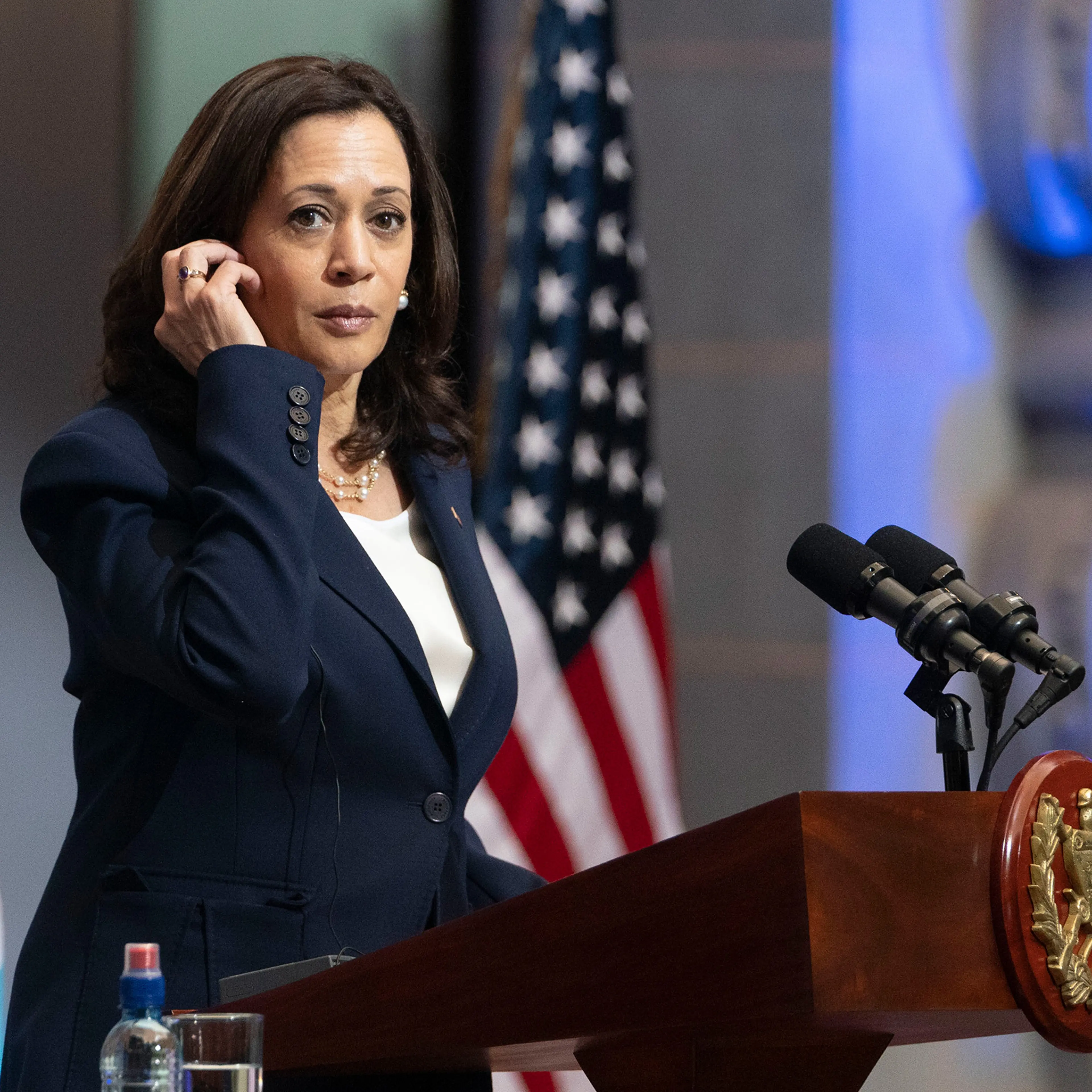 Vice President Kamala Harris at the National Palace in Guatemala City on June 7, 2021.