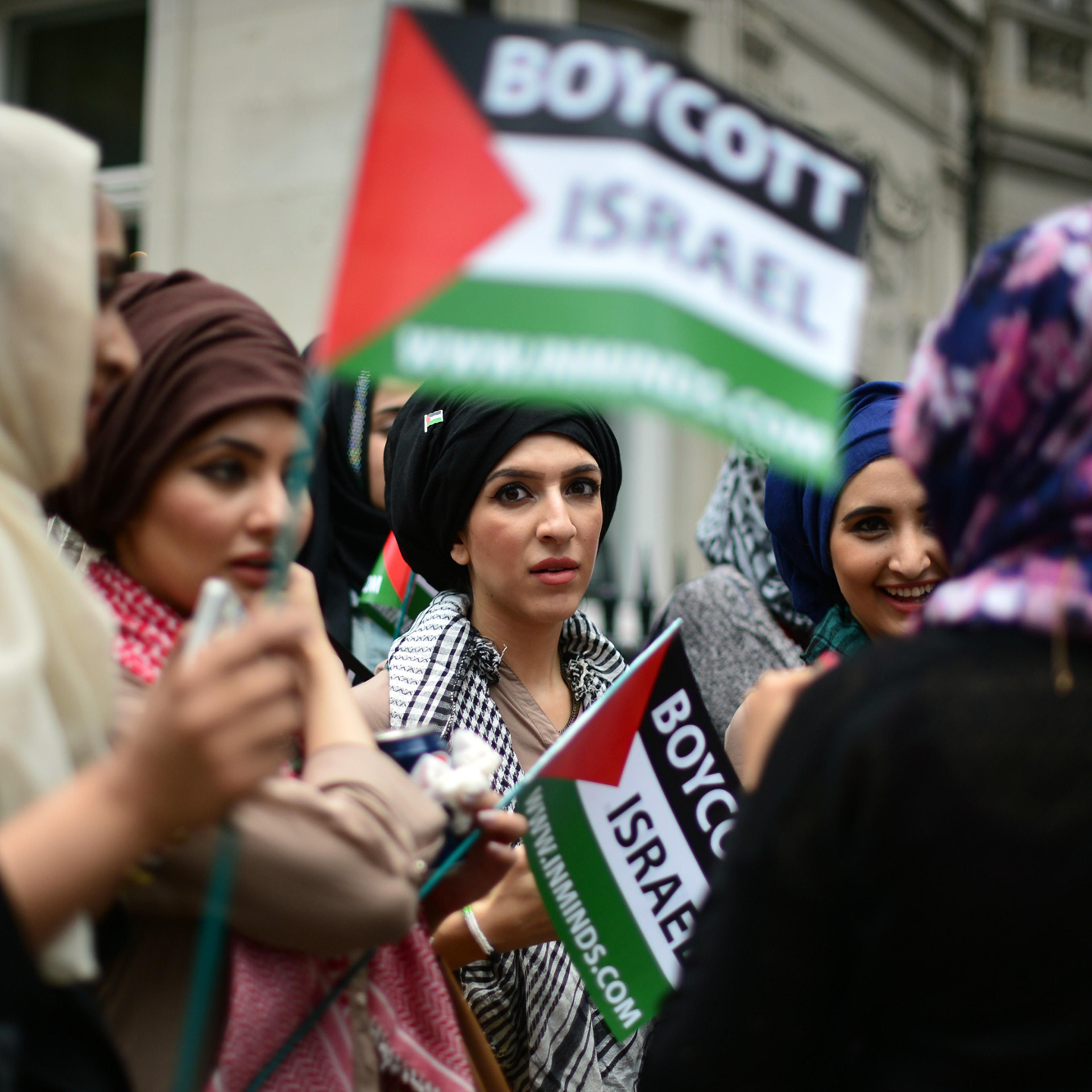 Protesters demonstrate against Israeli actions in Gaza, in central London on July 25, 2014.