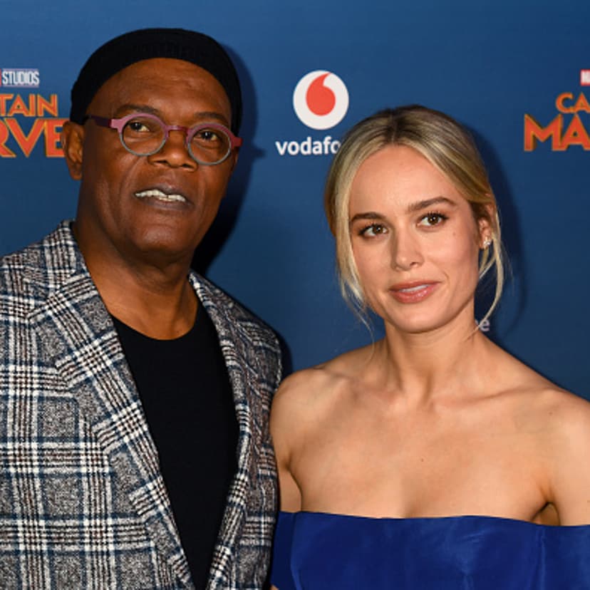 Samuel L. Jackson and Brie Larson attend the 'Captain Marvel European Gala' held at The Curzon Mayfair in London on February 27, 2019.