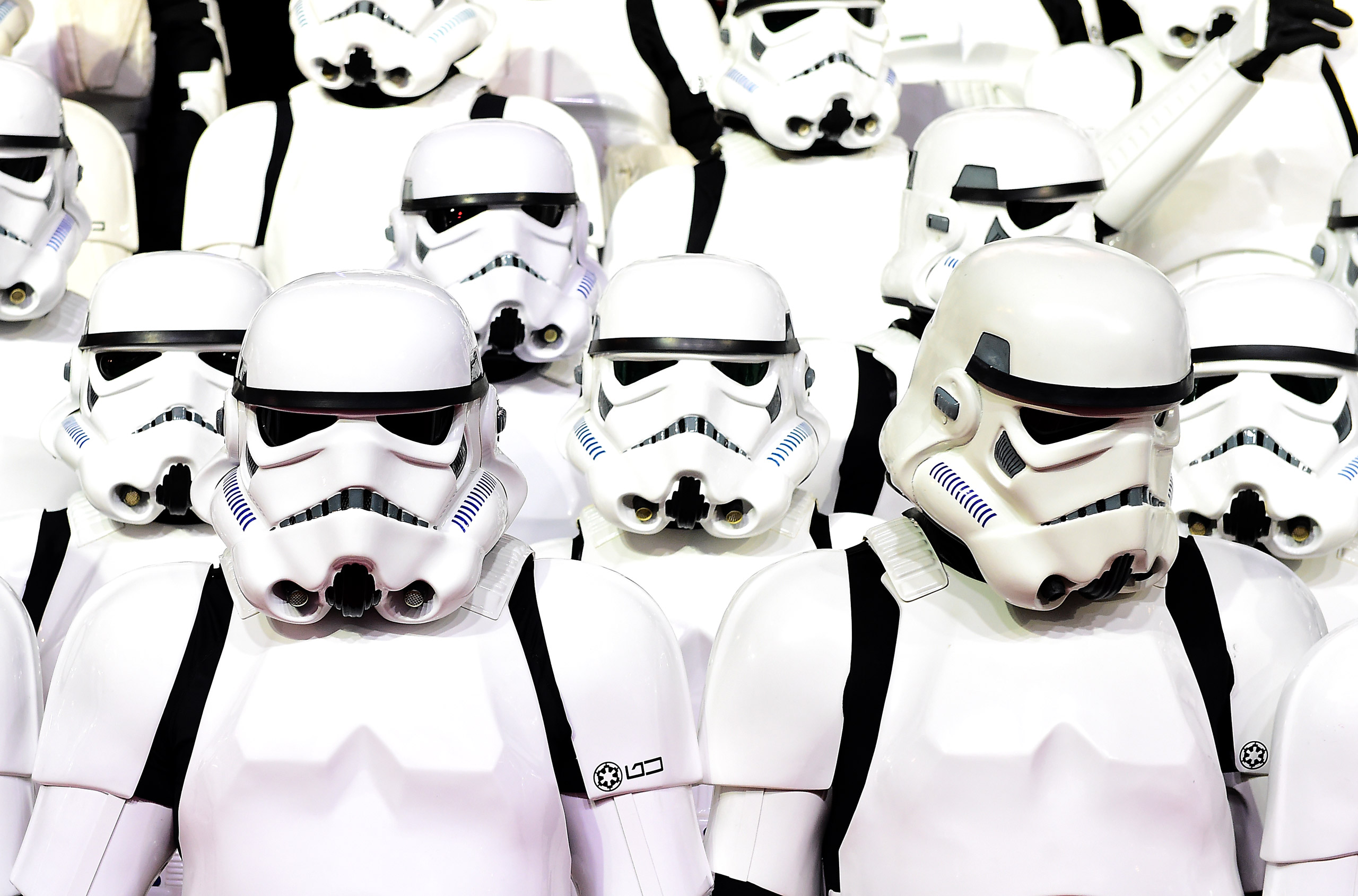 Star Wars: The Force Awakens European Premiere - London. Storm Troopers attending the Star Wars: The Force Awakens European Premiere held in Leicester Square, London. PRESS ASSOCIATION Photo. See PA story SHOWBIZ StarWars. Picture date: Wednesday Decembe