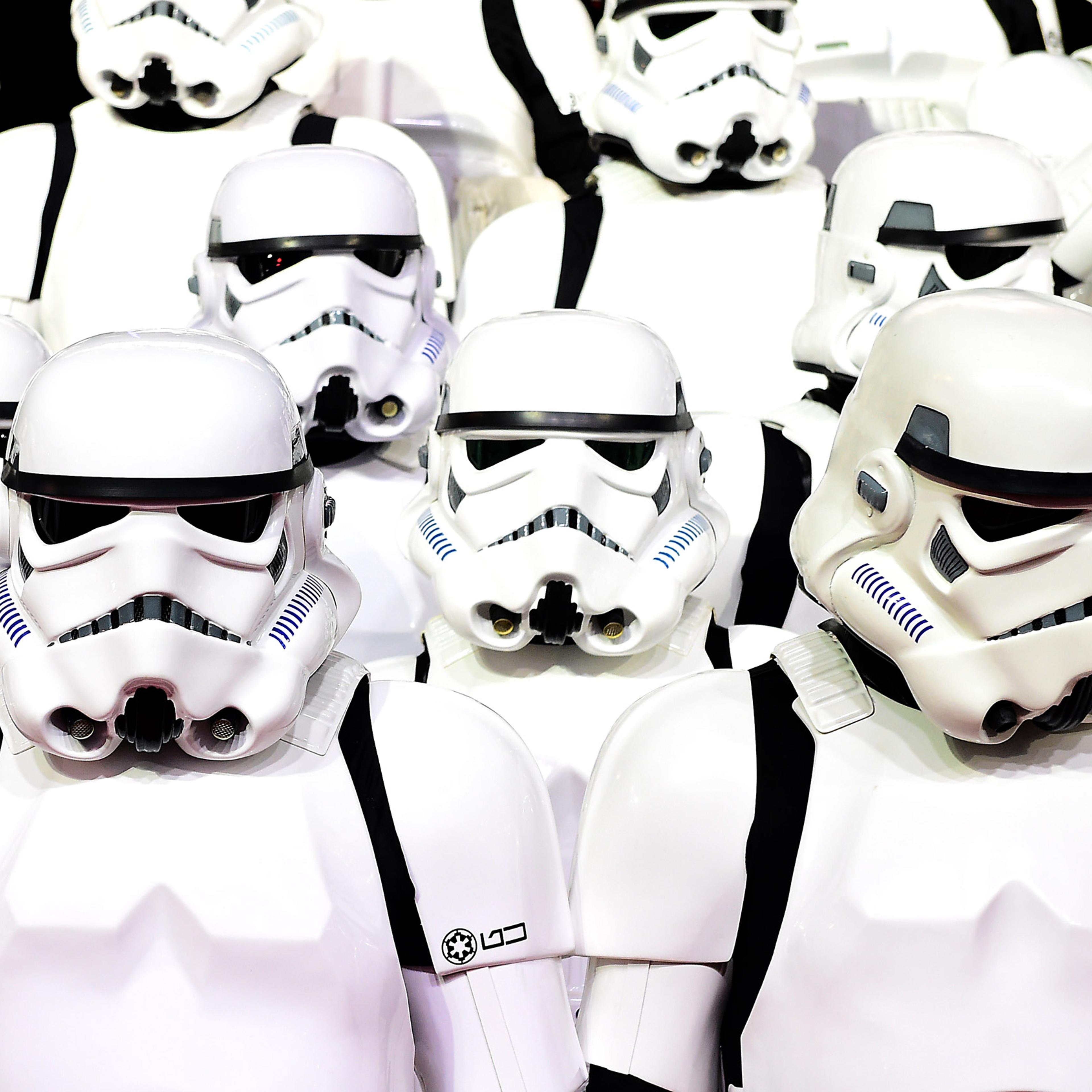 Star Wars: The Force Awakens European Premiere - London. Storm Troopers attending the Star Wars: The Force Awakens European Premiere held in Leicester Square, London. PRESS ASSOCIATION Photo. See PA story SHOWBIZ StarWars. Picture date: Wednesday Decembe
