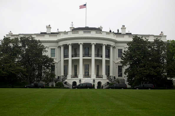 President Donald Trump's motorcade arrives at the White House