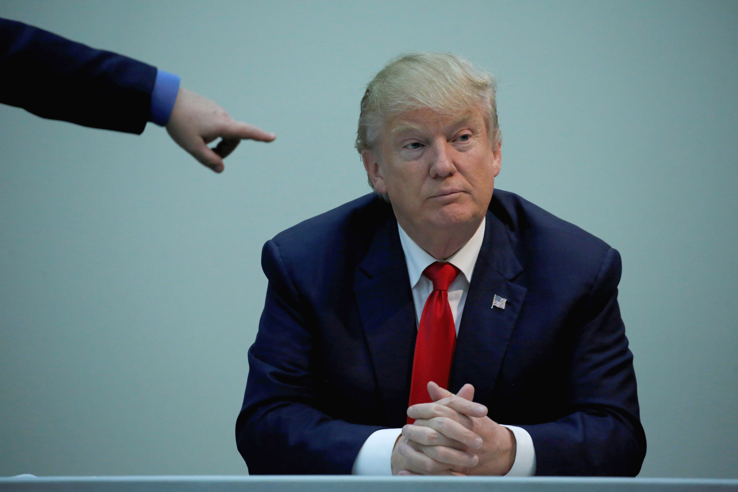 Trump meets with law enforcement and first responders at the St. Johns County Sheriff's Department in St. Augustine, Florida