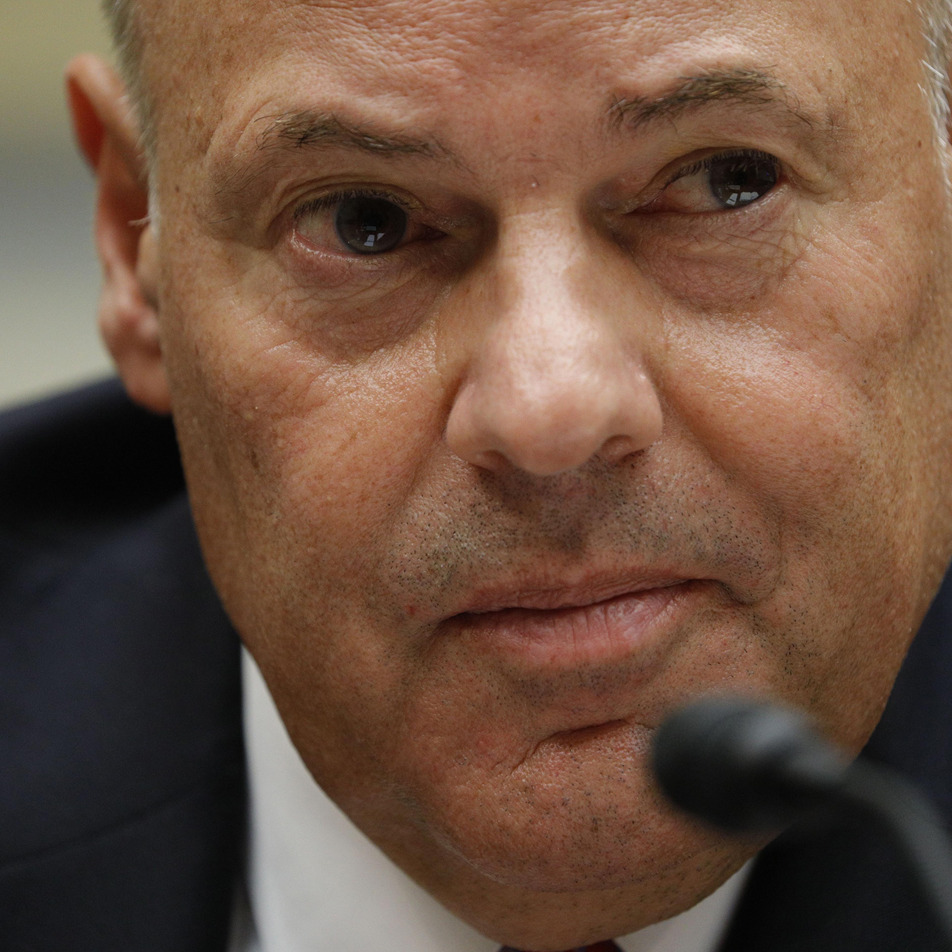 U.S. Postmaster General Louis DeJoy testifies before a House Oversight and Reform Committee hearing on slowdowns ahead of the November elections on Capitol Hill, Aug. 24