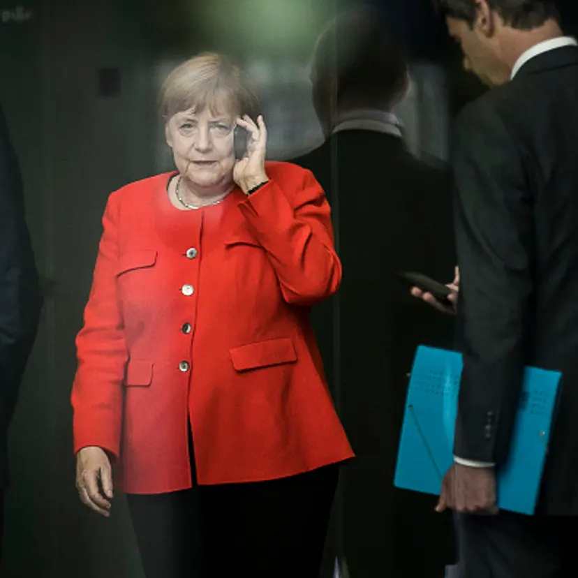 BERLIN, GERMANY - SEPTEMBER 21: German Chancellor Angela Merkel is pictured with during phoning on September 21, 2018 in Berlin, Germany. (Photo by Florian Gaertner/Photothek via Getty Images)