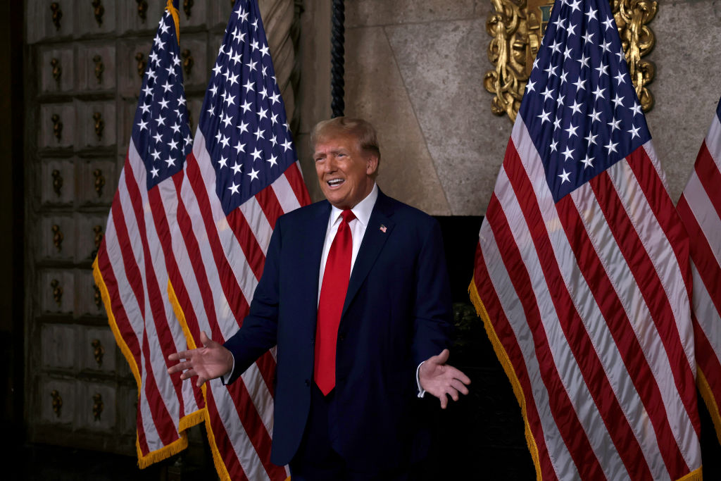 Former President Donald Trump Speaks At Mar-a-Lago In Florida