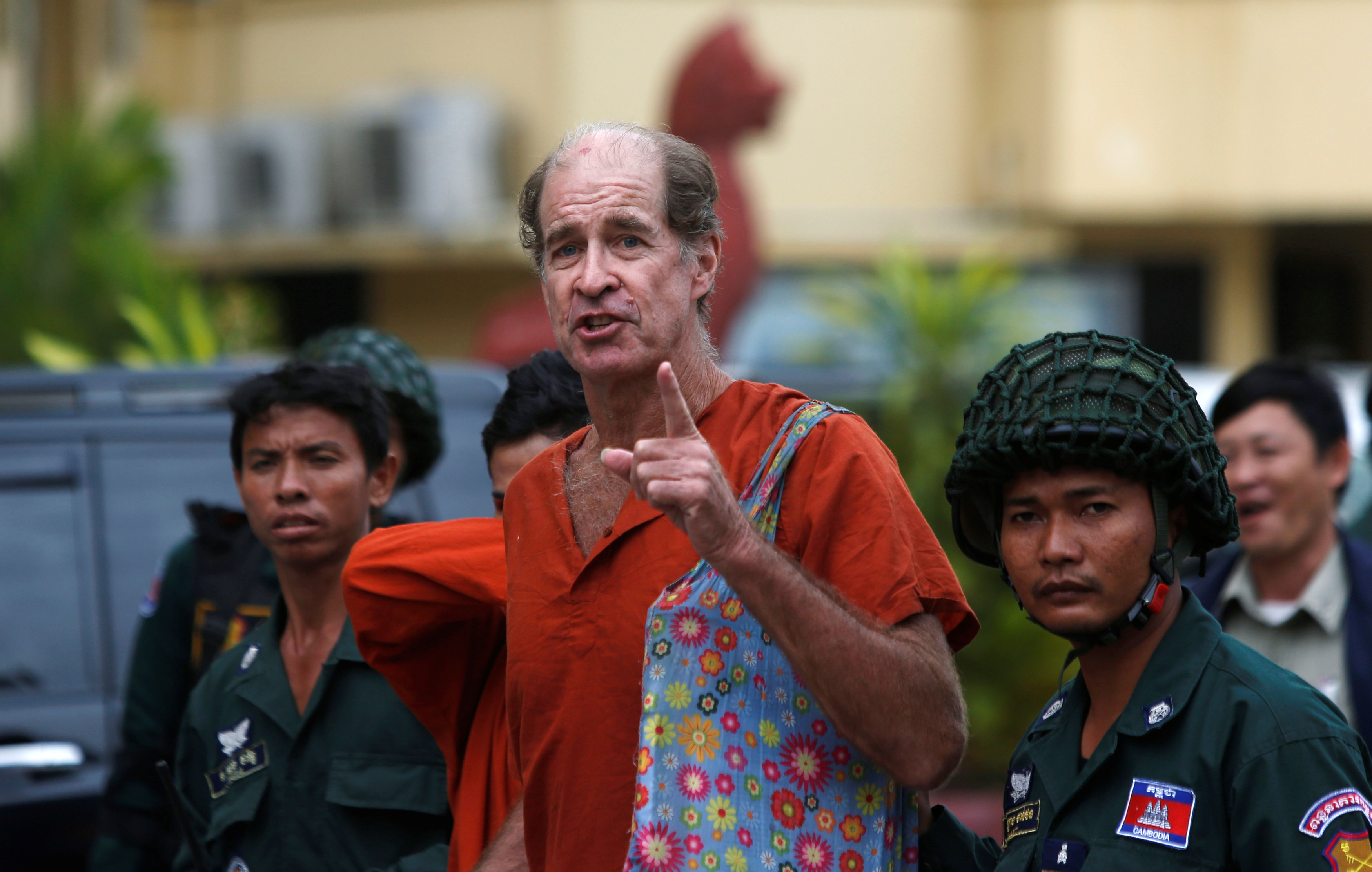 Australia filmmaker James Ricketson speaks to the media at the Supreme Court in Phnom Penh, Cambodia