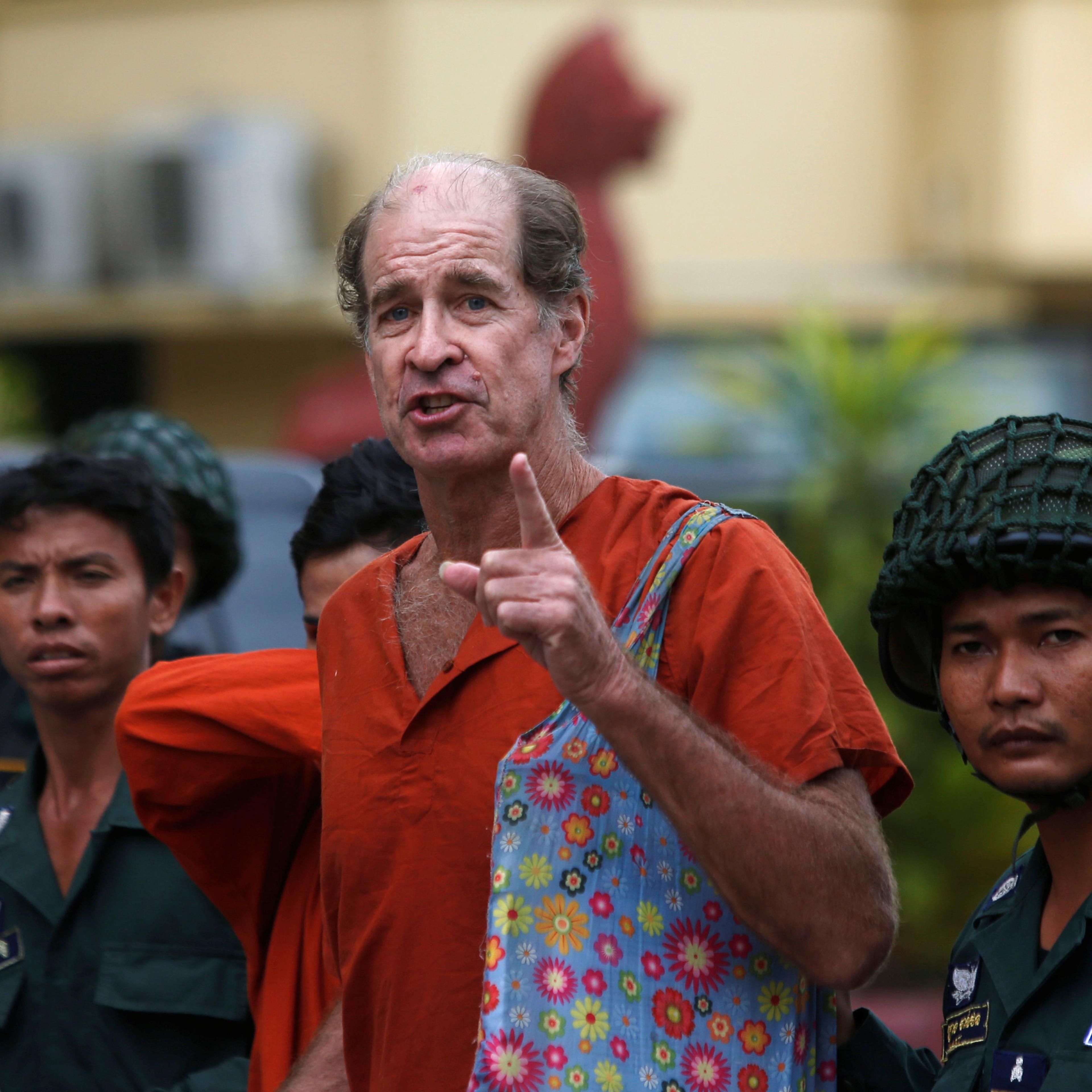 Australia filmmaker James Ricketson speaks to the media at the Supreme Court in Phnom Penh, Cambodia