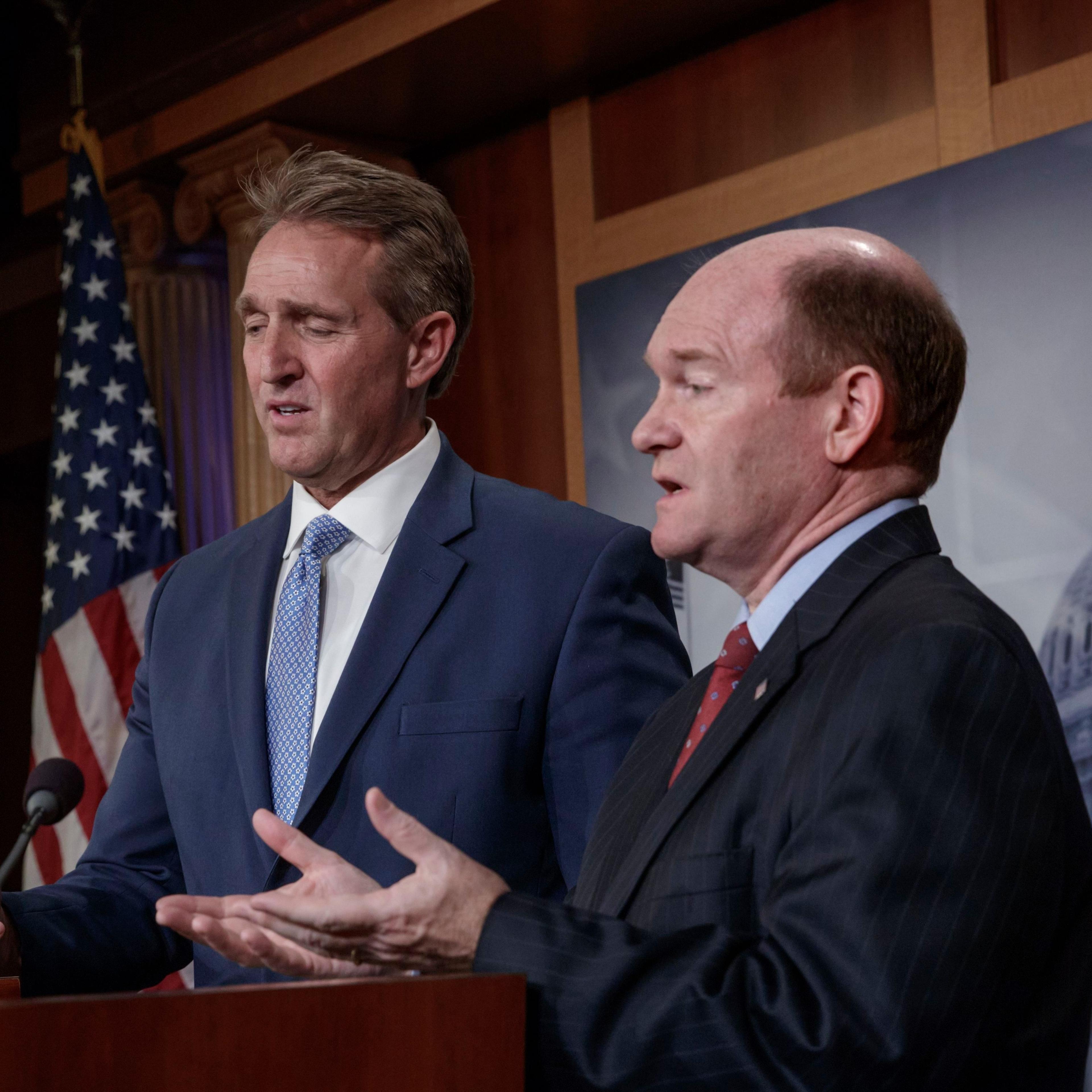 Jeff Flake and Chris Coons speaking on Senate floor