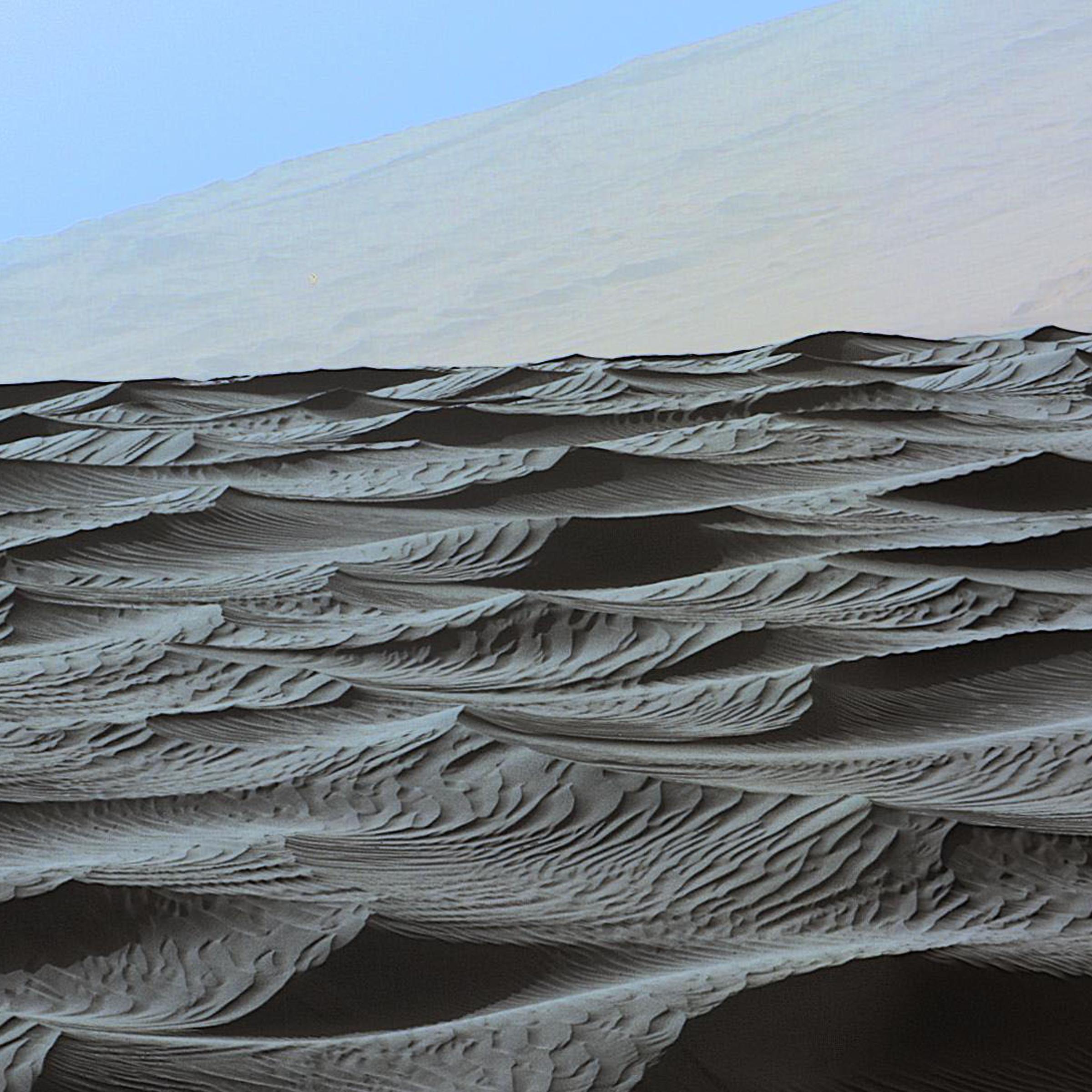 Two sizes of ripples are evident in this view of a top of a Martian sand dune, from NASA's Curiosity Mars rover from Dec. 13, 2015.
