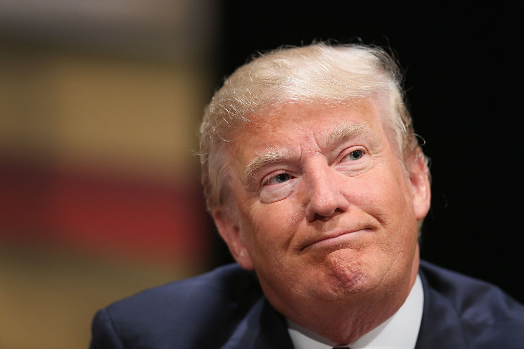 Republican presidential hopeful Donald Trump fields questions at The Family Leadership Summit at Stephens Auditorium on July 18, 2015 in Ames, Iowa.