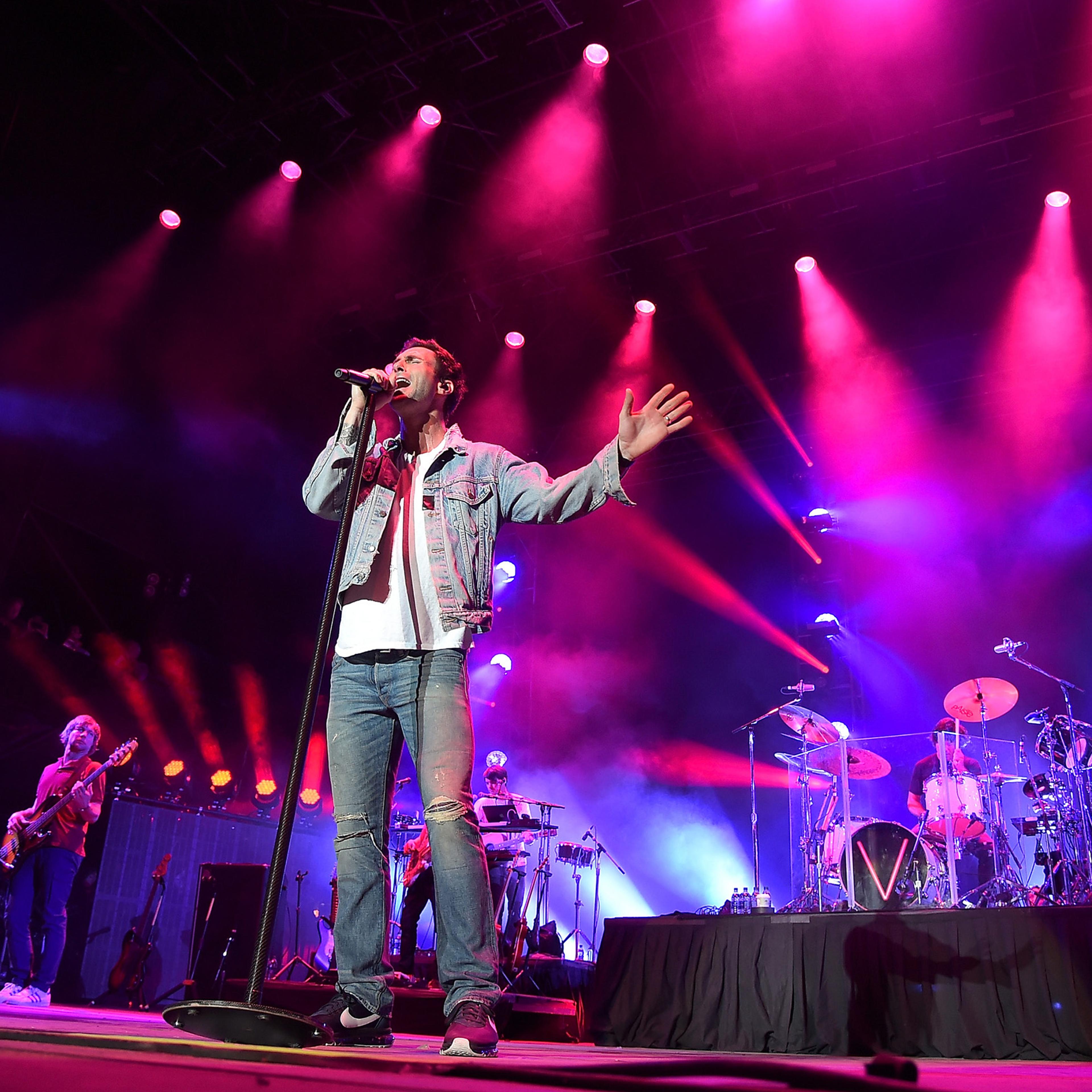 Maroon 5 performs on stage during at the NCAA March Madness Music Festival Day 3 in Houston, Texas on April 3, 2016.