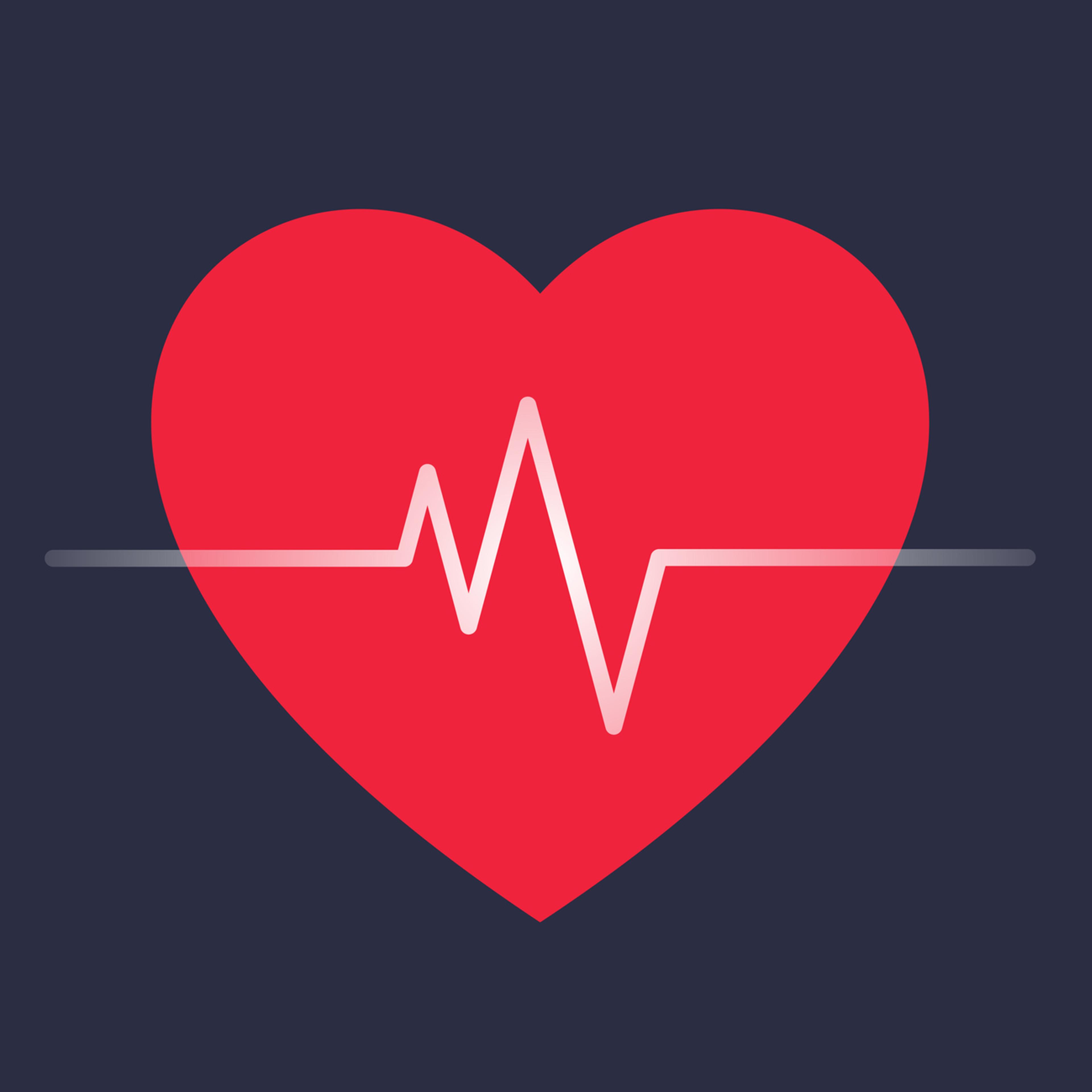 Red heart shape and heartbeat symbol, cardiogram, health care concept.