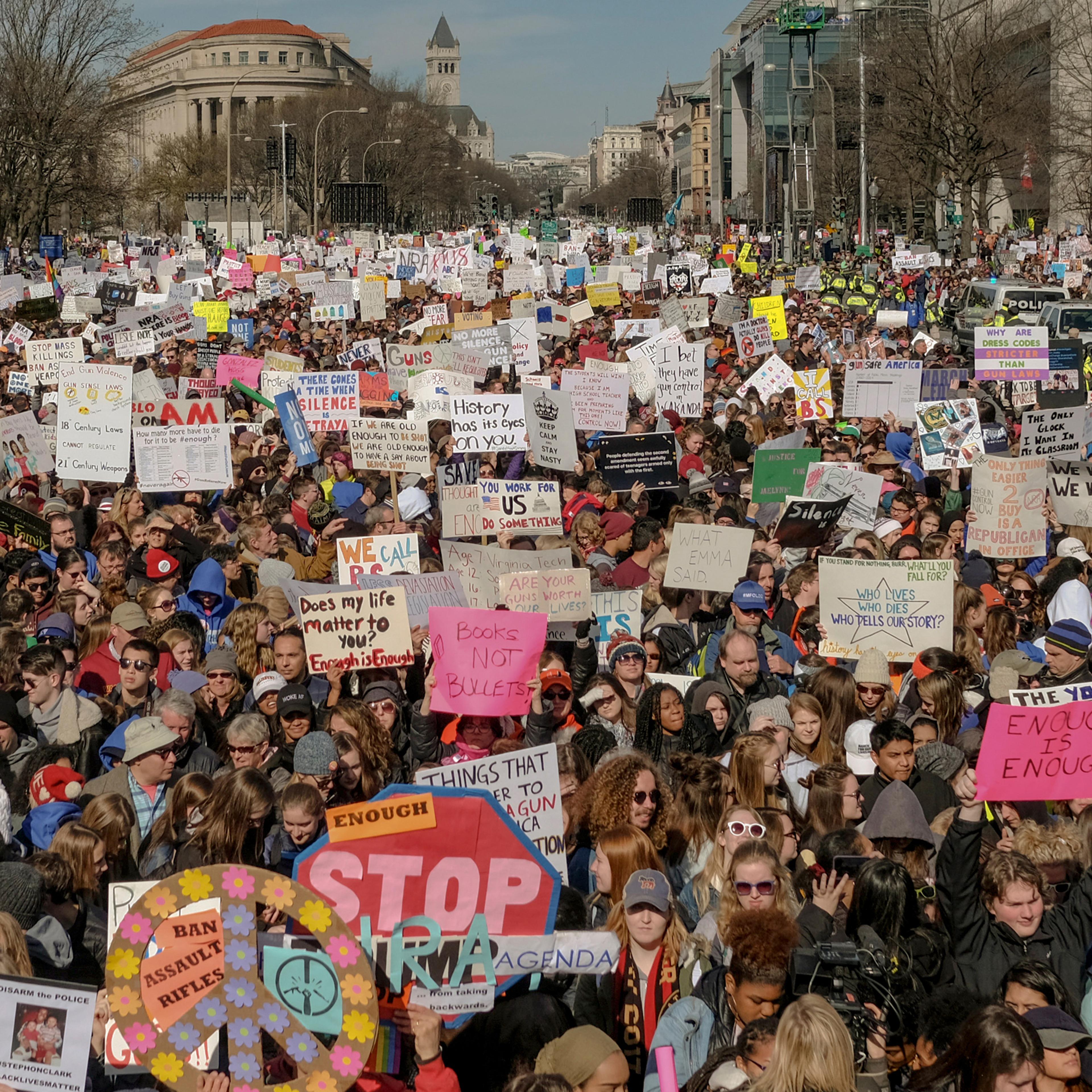 3/24/18, Washington, D.C. Demonstrators fill Pennsylvania Avenue in preparation for the March for Our Lives Rally in Washington, D.C. on March 24, 2018. Gabriella Demczuk / TIME