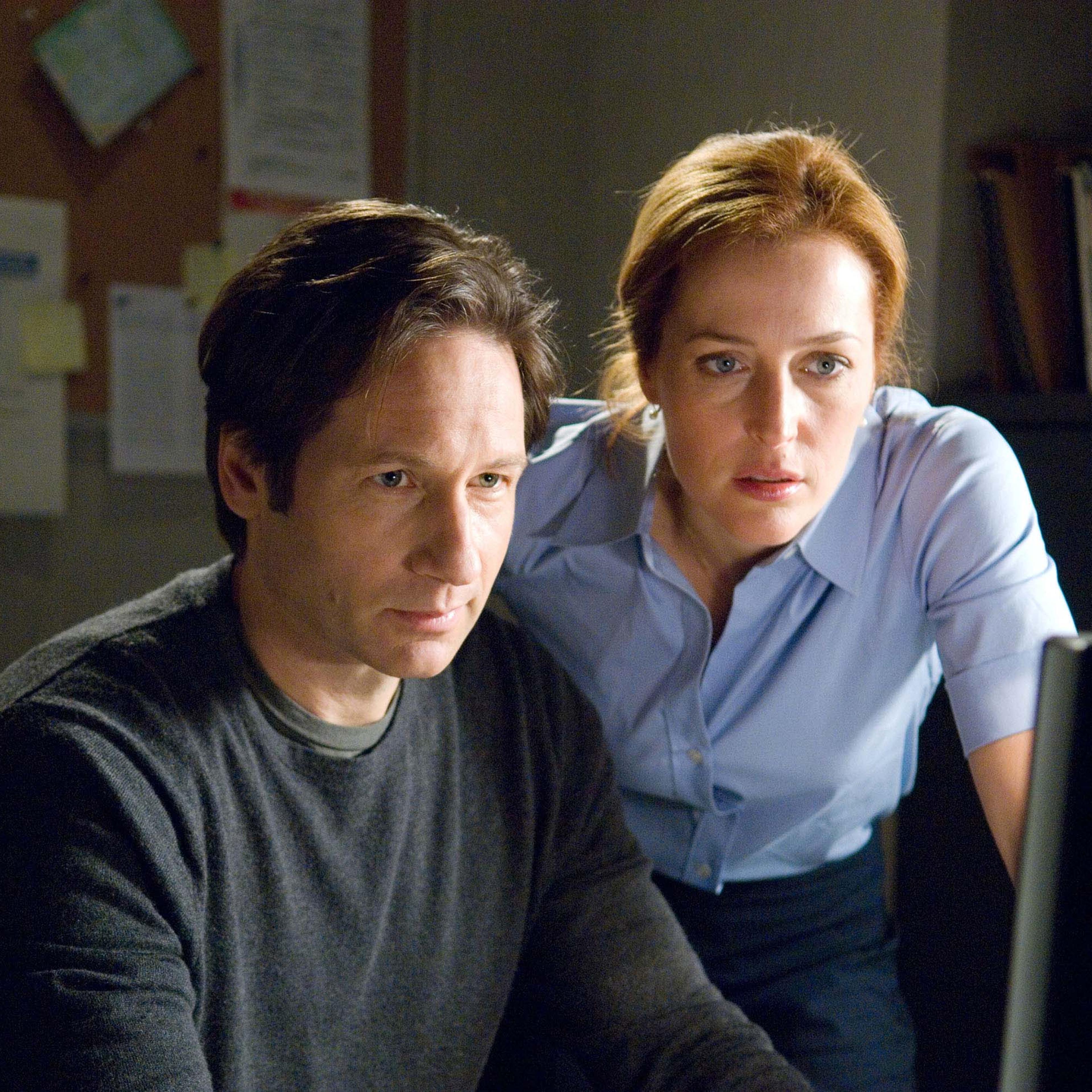 David Duchovny (L) and Gillian Anderson (R) are shown in a scene from, "The X-Files: I Want to Believe."