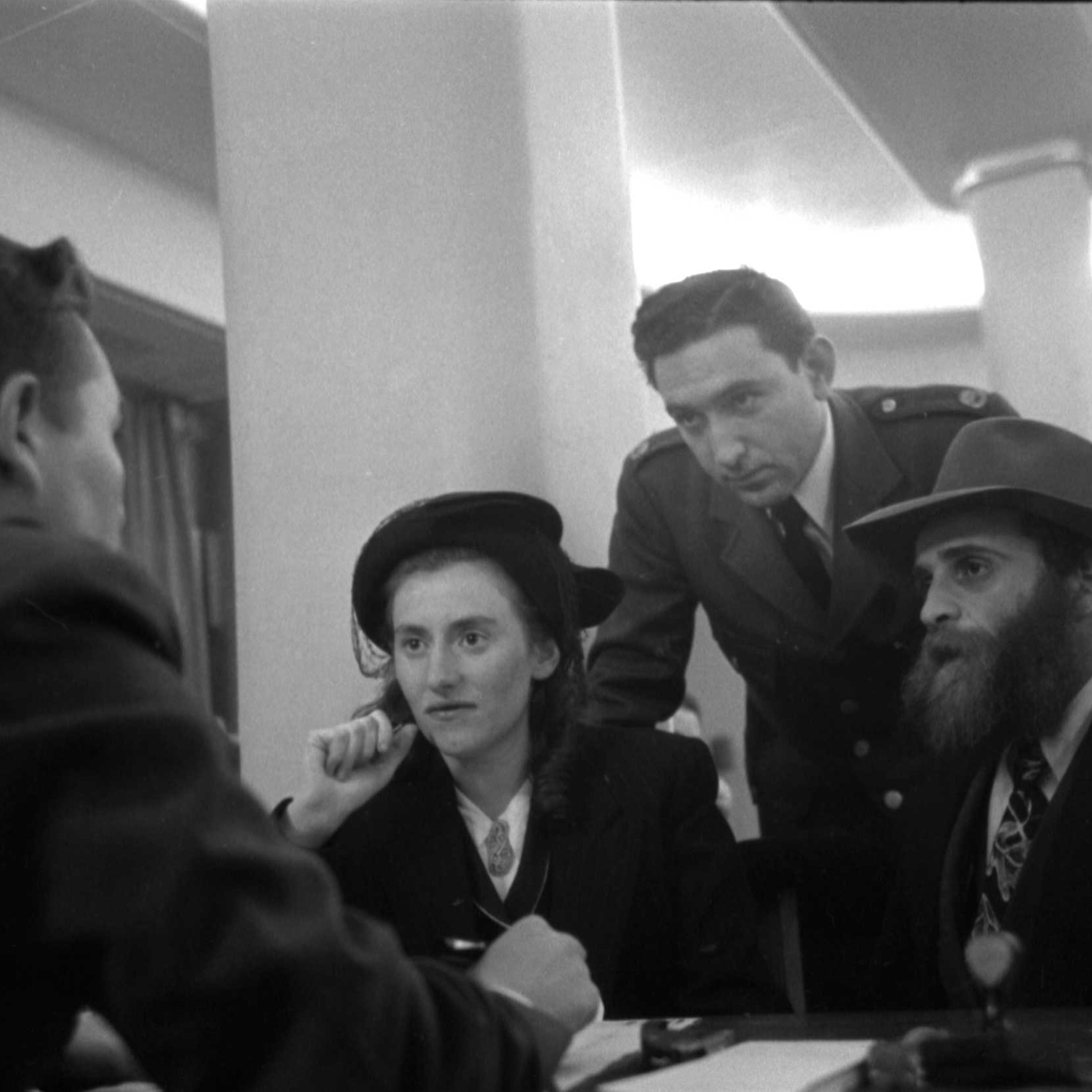 Rachel and Schulim Pewzner, from Warsaw, Poland, interviewed at Ellis Island, 1950.