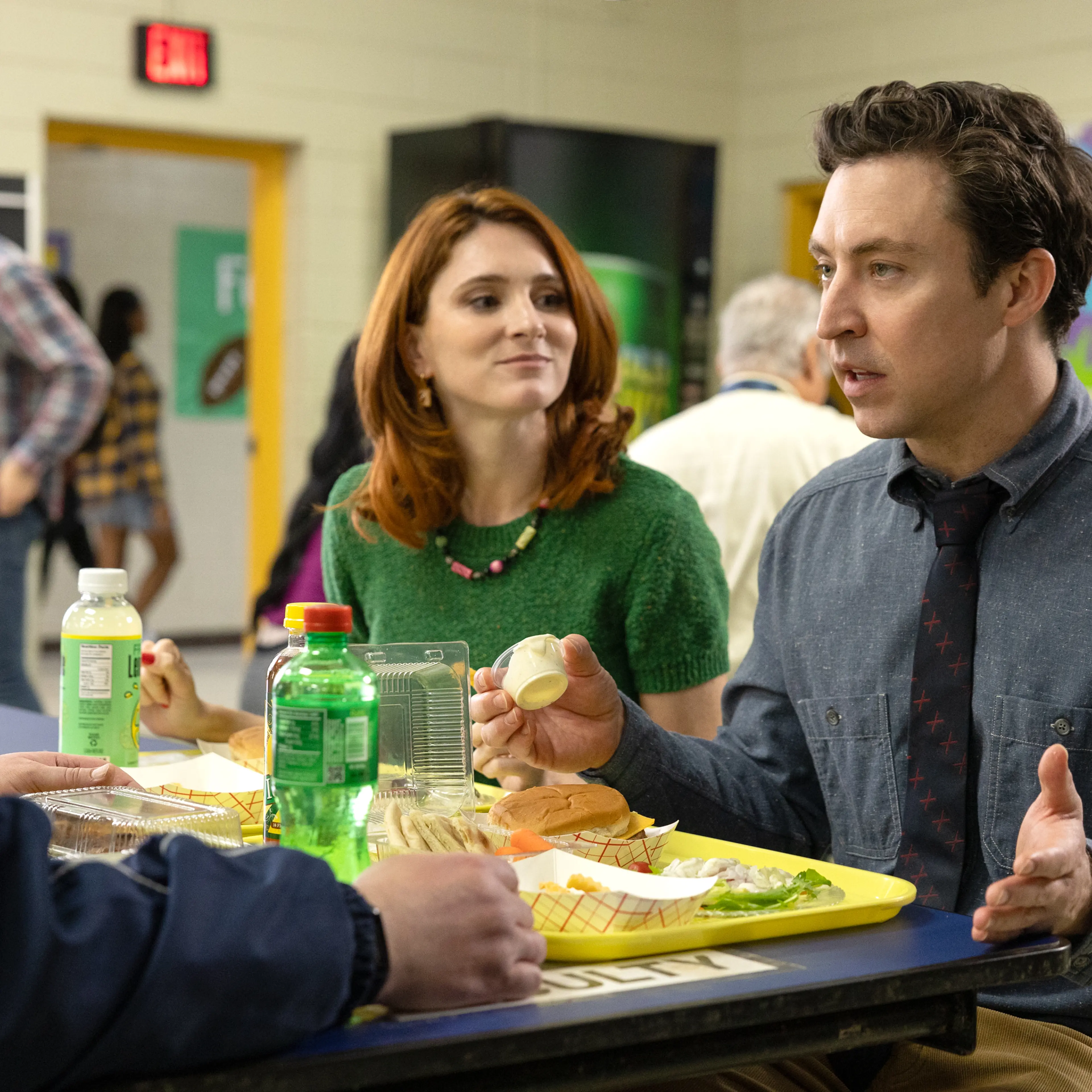 “ENGLISH TEACHER” -- "Pilot" -- Season 1, Episode 1 (Airs Sept 2) — Pictured (L-R): Stephanie Koenig as Gwen Sanders, Brian Jordan Alvarez as Evan Marquez. CR: Steve Swisher/FX