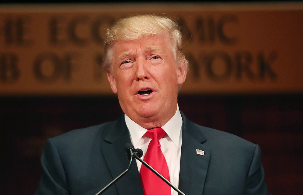 NEW YORK, NY - SEPTEMBER 15:  Republican presidential candidate Donald Trump speaks at a lunch hosted by the Economic Club of New York on September 15, 2016 in New York City. According to a report by Oxford Economics, if Trump is elected to the White Hou