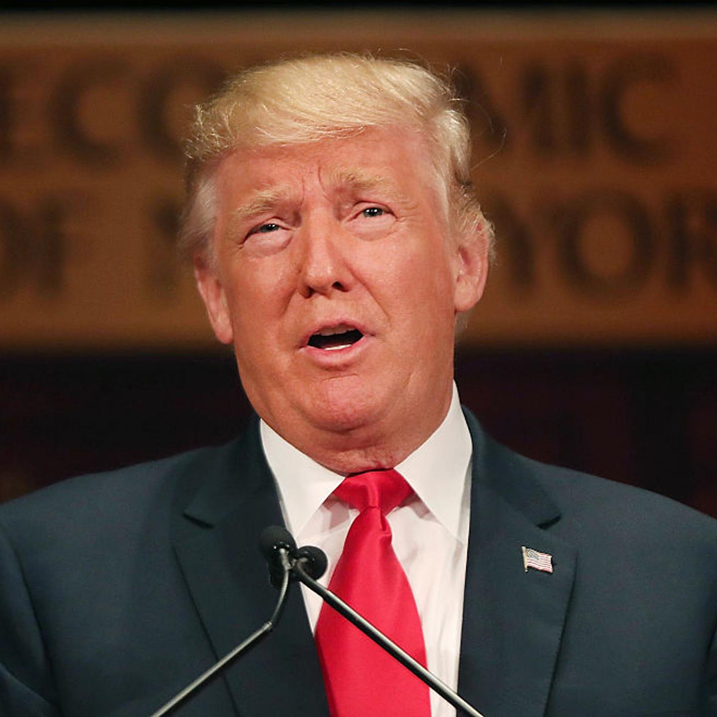 NEW YORK, NY - SEPTEMBER 15: Republican presidential candidate Donald Trump speaks at a lunch hosted by the Economic Club of New York on September 15, 2016 in New York City. According to a report by Oxford Economics, if Trump is elected to the White Hou