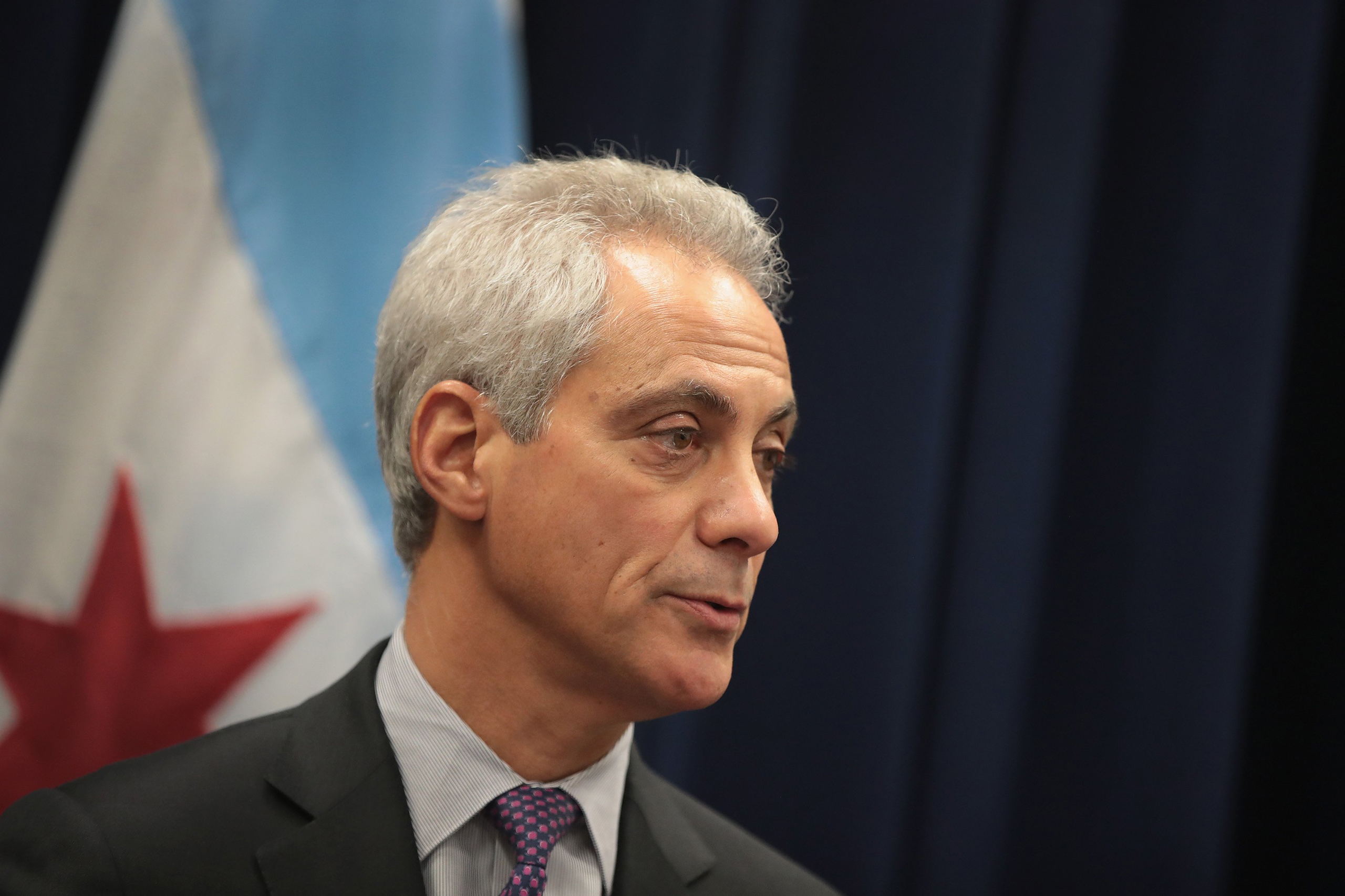 CHICAGO, IL - JANUARY 25: Chicago Mayor Rahm Emanuel speaks at a press conference where he addressed issues related to the city's murder rate and the city's Sanctuary City policy on January 25, 2017 in Chicago, Illinois. President Donald Trump has threat