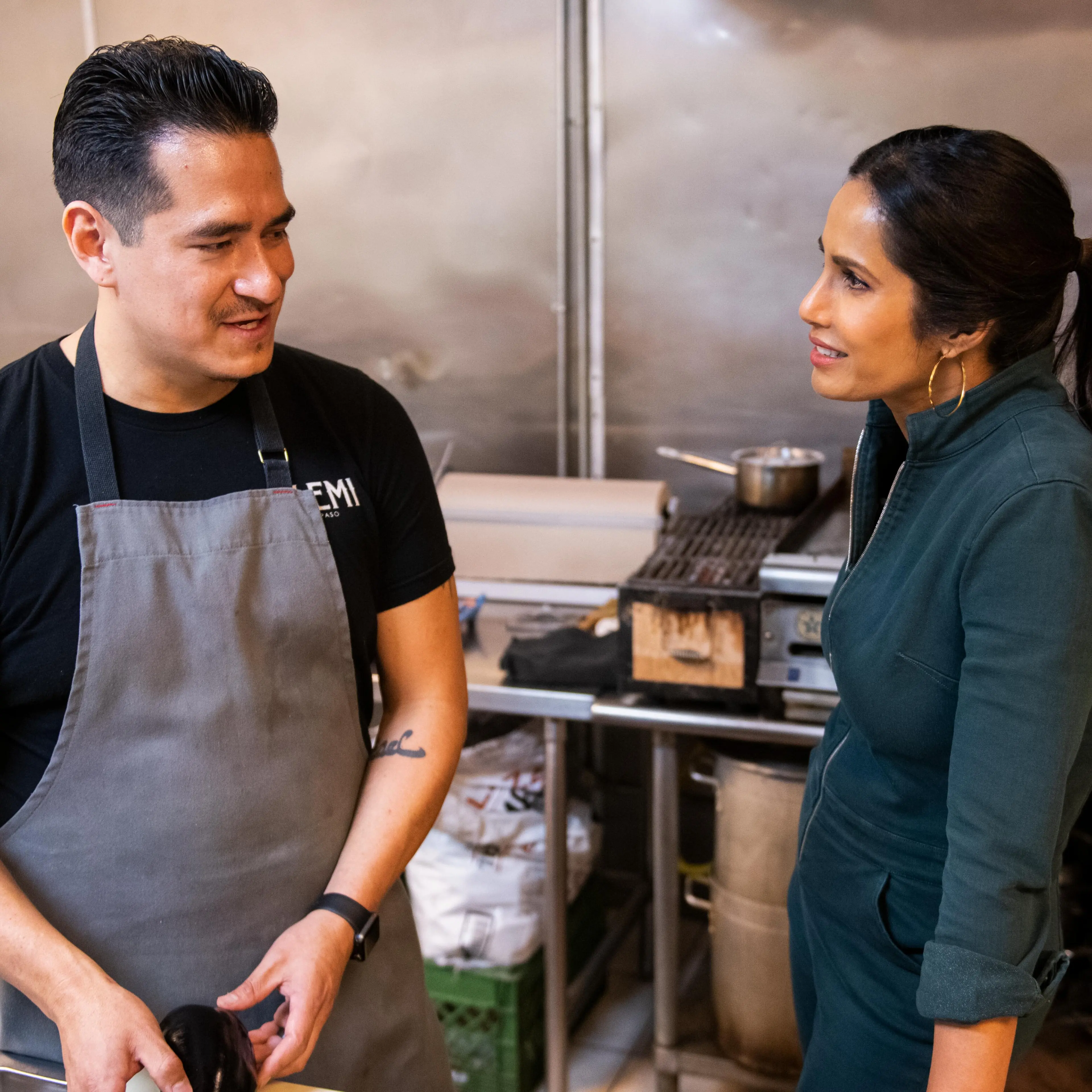 Padma Lakshmi with chef Emiliano Marentes of El Paso's Elemi in 'Taste the Nation'