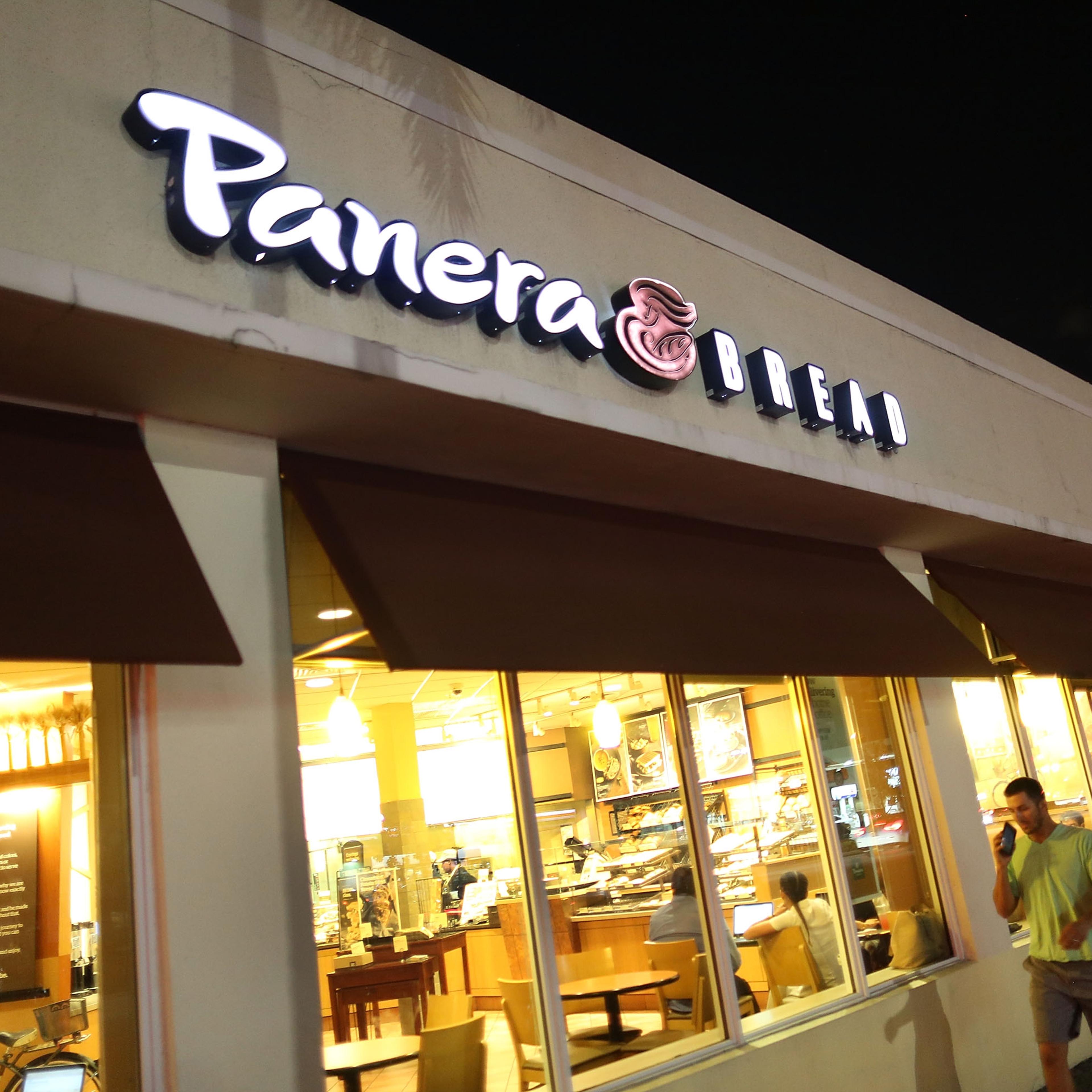A Panera Bread restaurant is seen on the day it is announced that the Panera Bread company is acquiring sandwich rival Au Bon Pain on November 8, 2017 in Miami Beach, Florida.