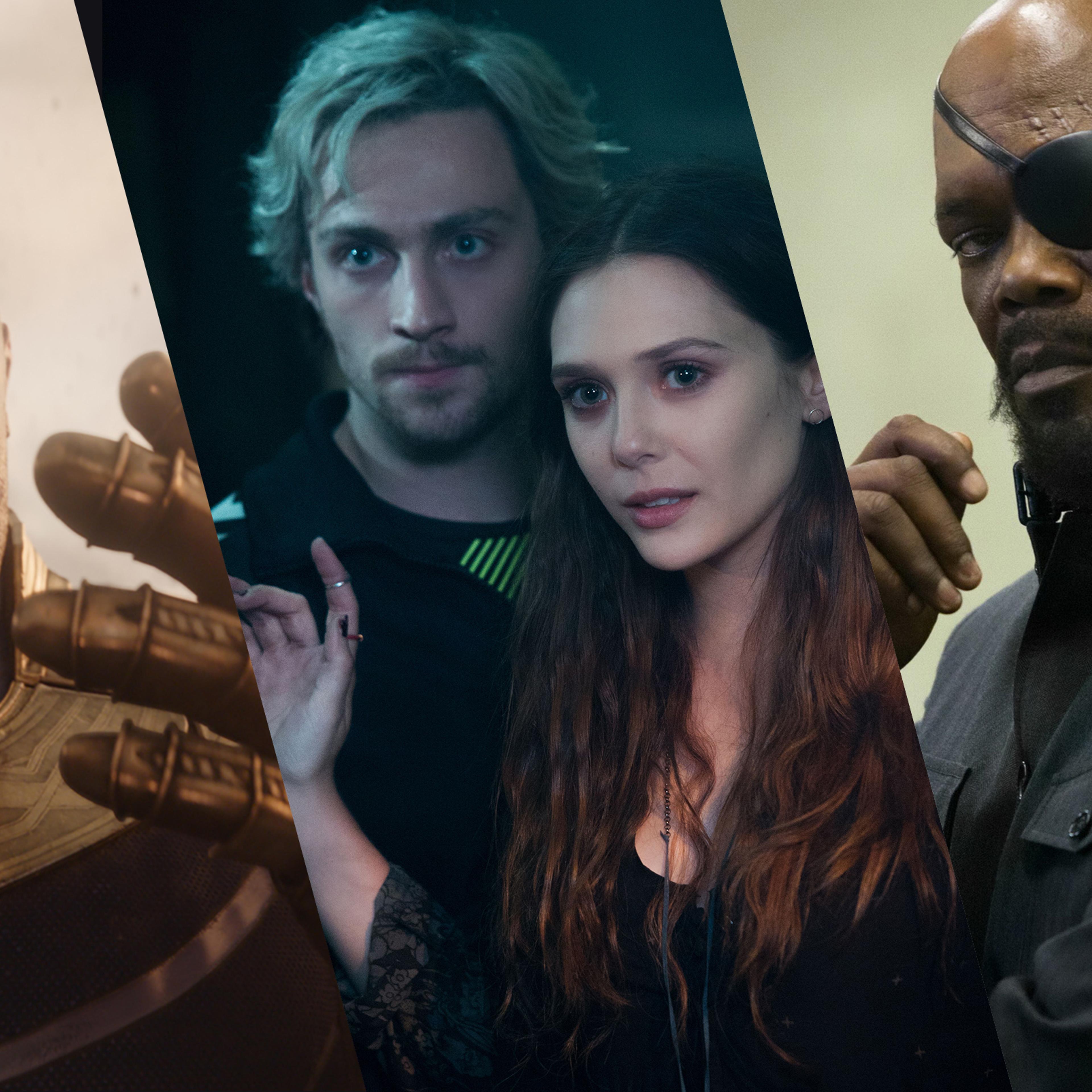 Thanos in Avengers: Infinity War; Quicksilver and the Scarlett Witch; Nick Fury in Captain America: Winter Soldier