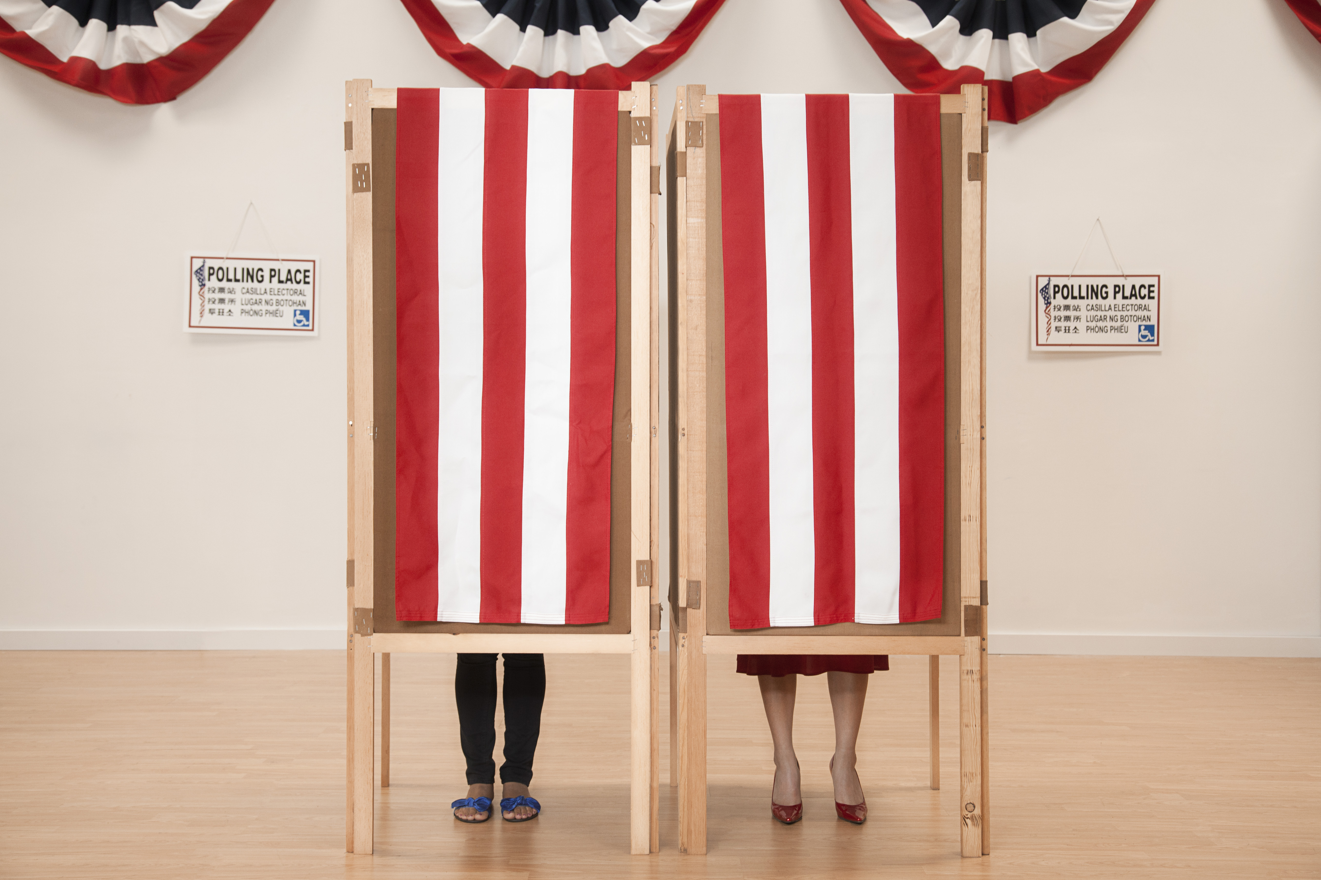 Voters voting in polling place