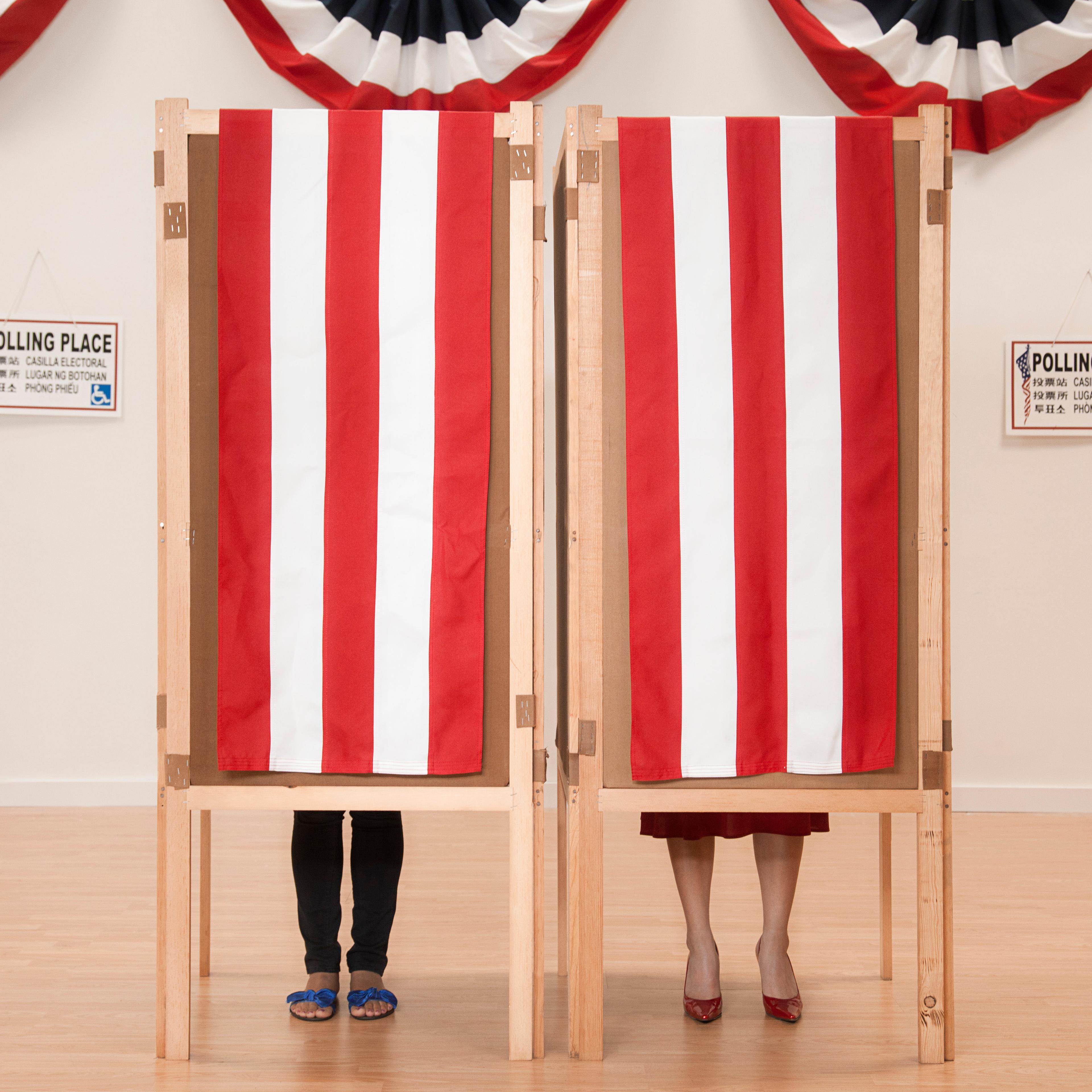 Voters voting in polling place