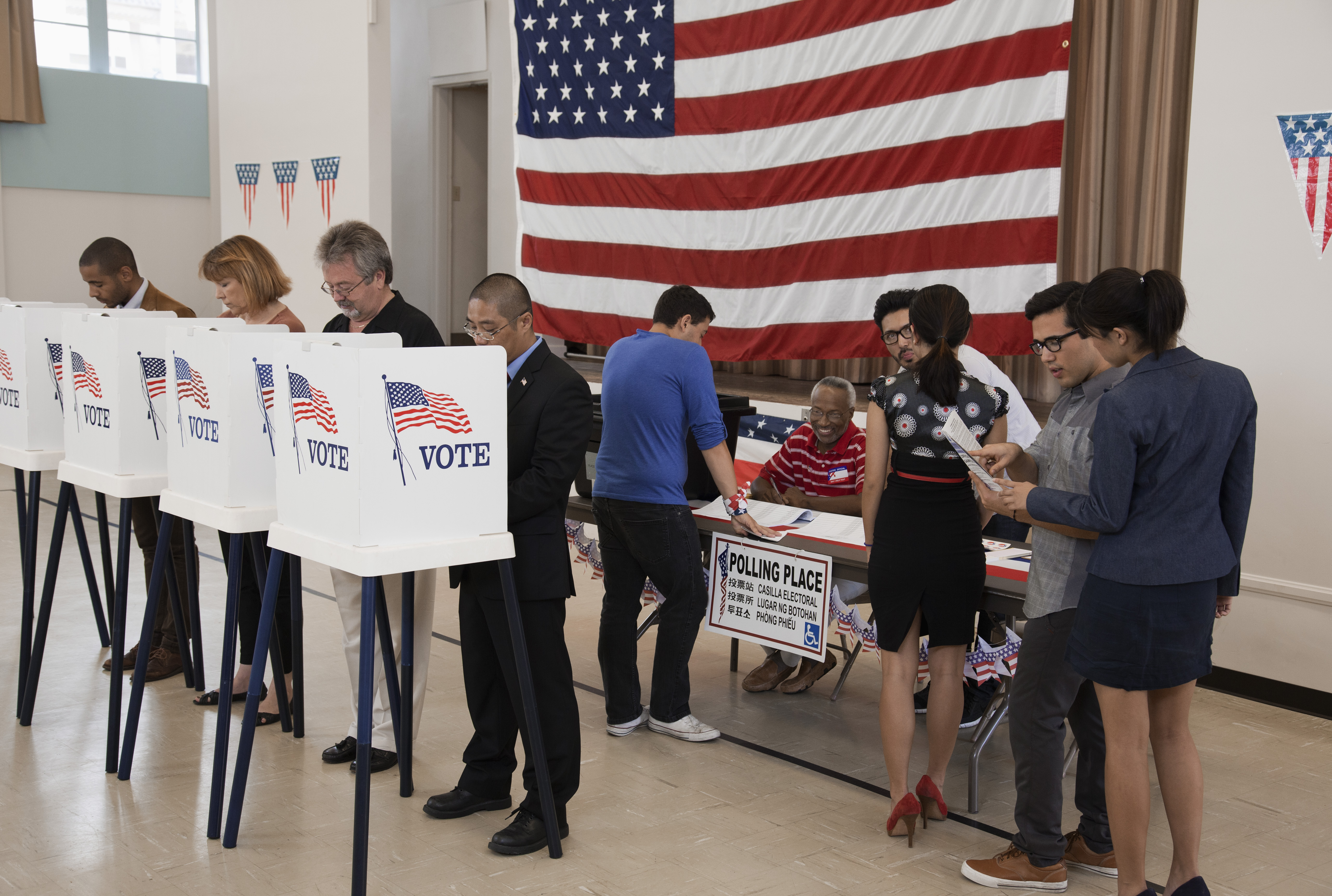 People voting in polling place