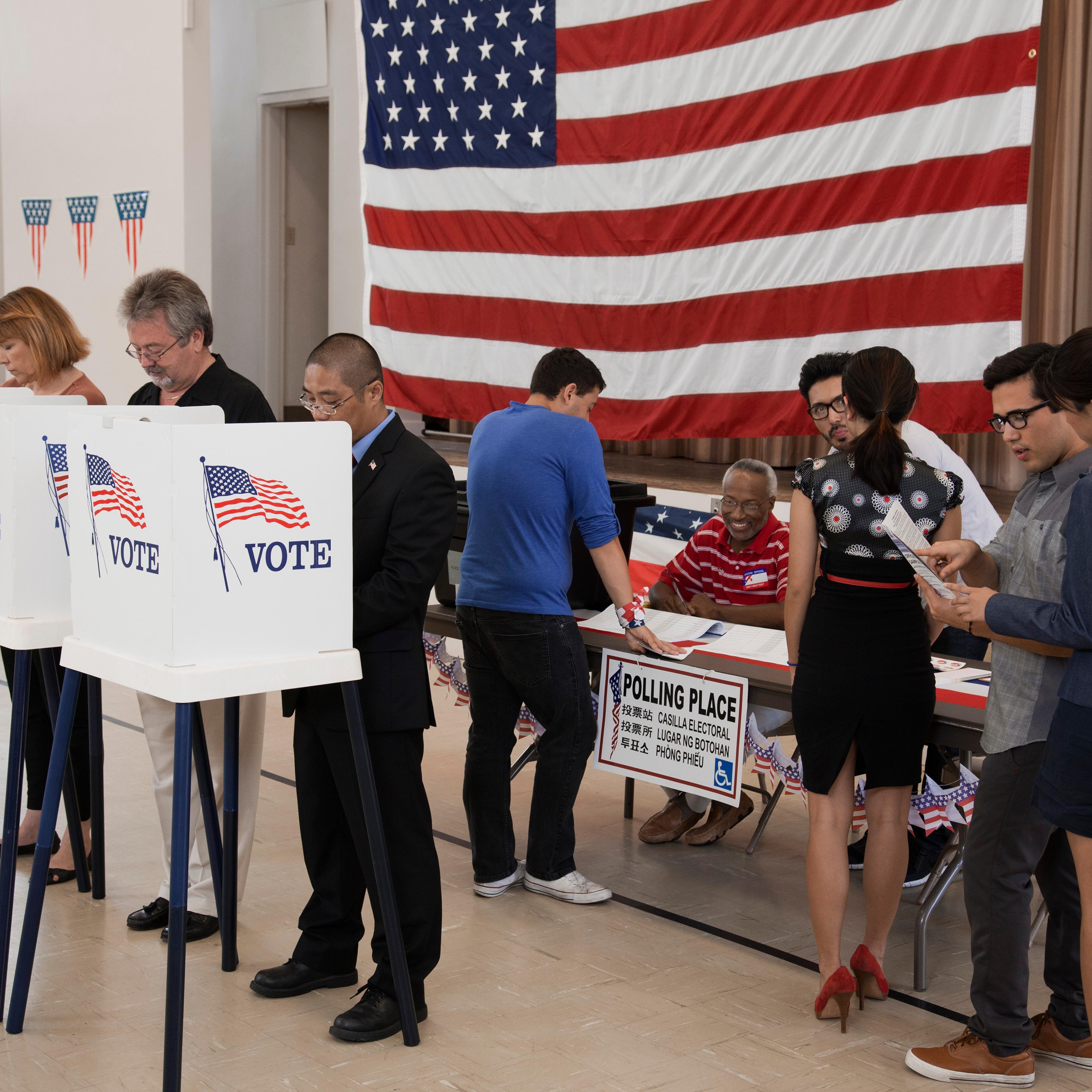 People voting in polling place