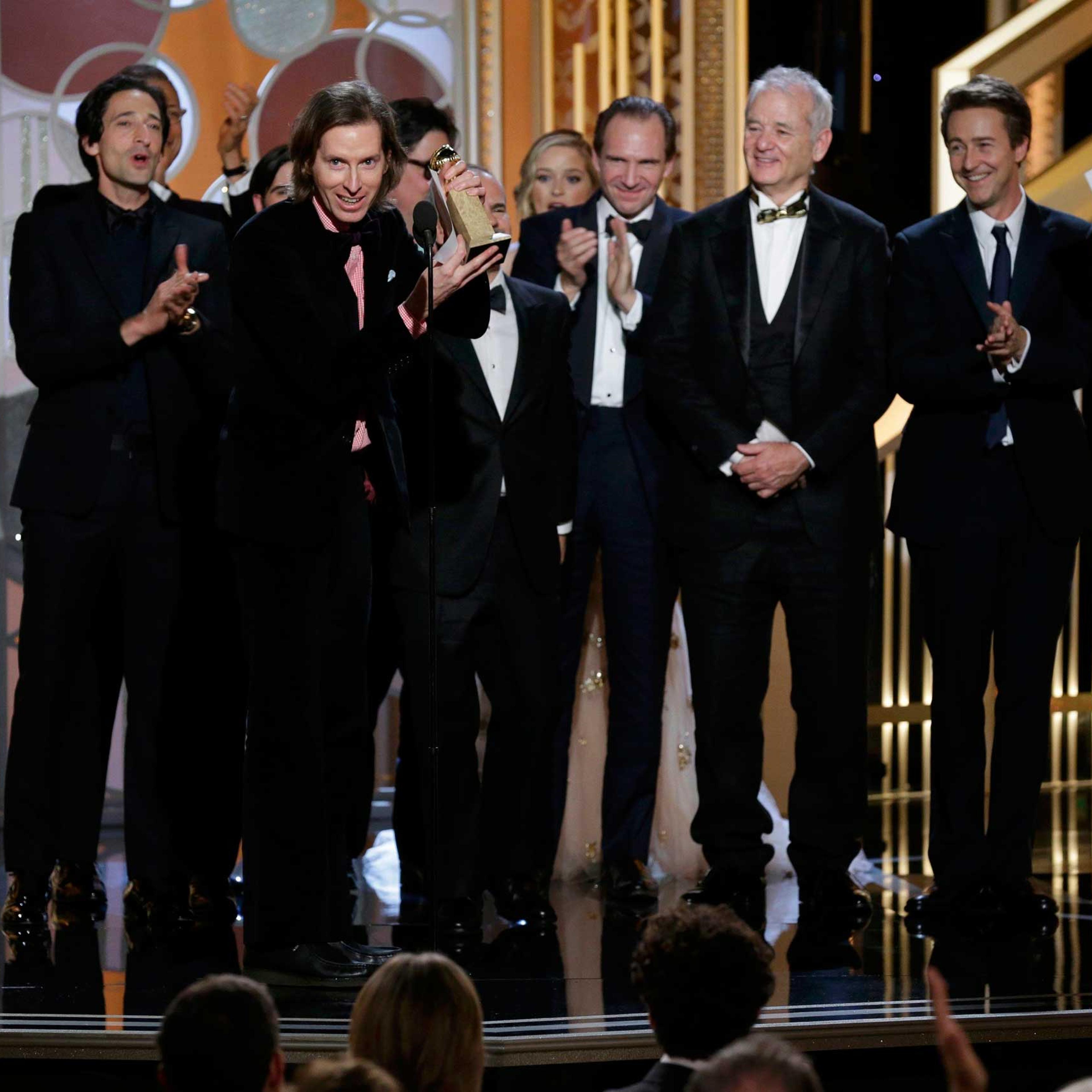 Director and producer Wes Anderson accepts the Golden Globe Award for Best Motion Picture - Comedy for "The Grand Budapest Hotel" at the 72nd Golden Globe Awards in Beverly Hills