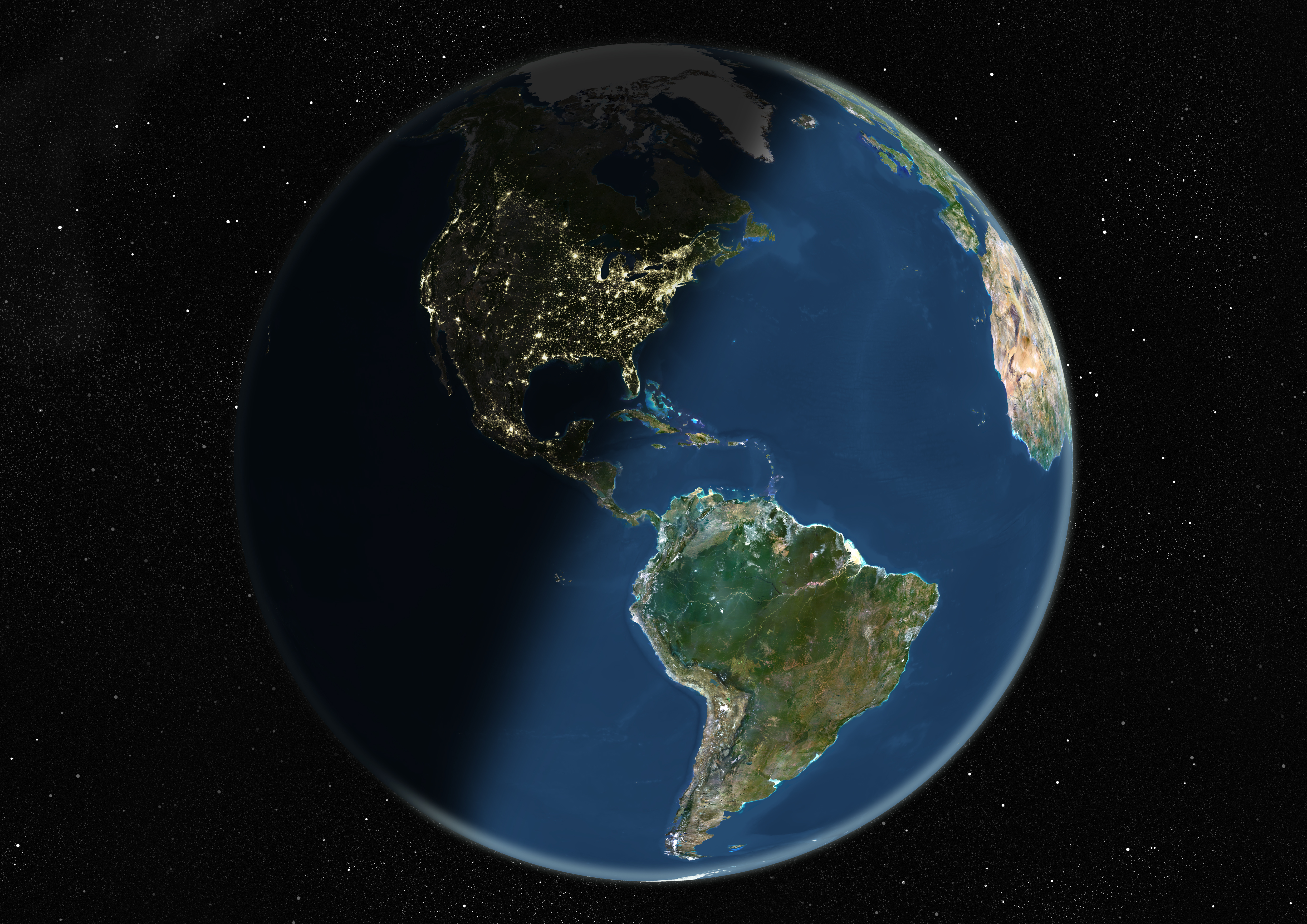 Globe Centred On The Americas, True Colour Satellite Image